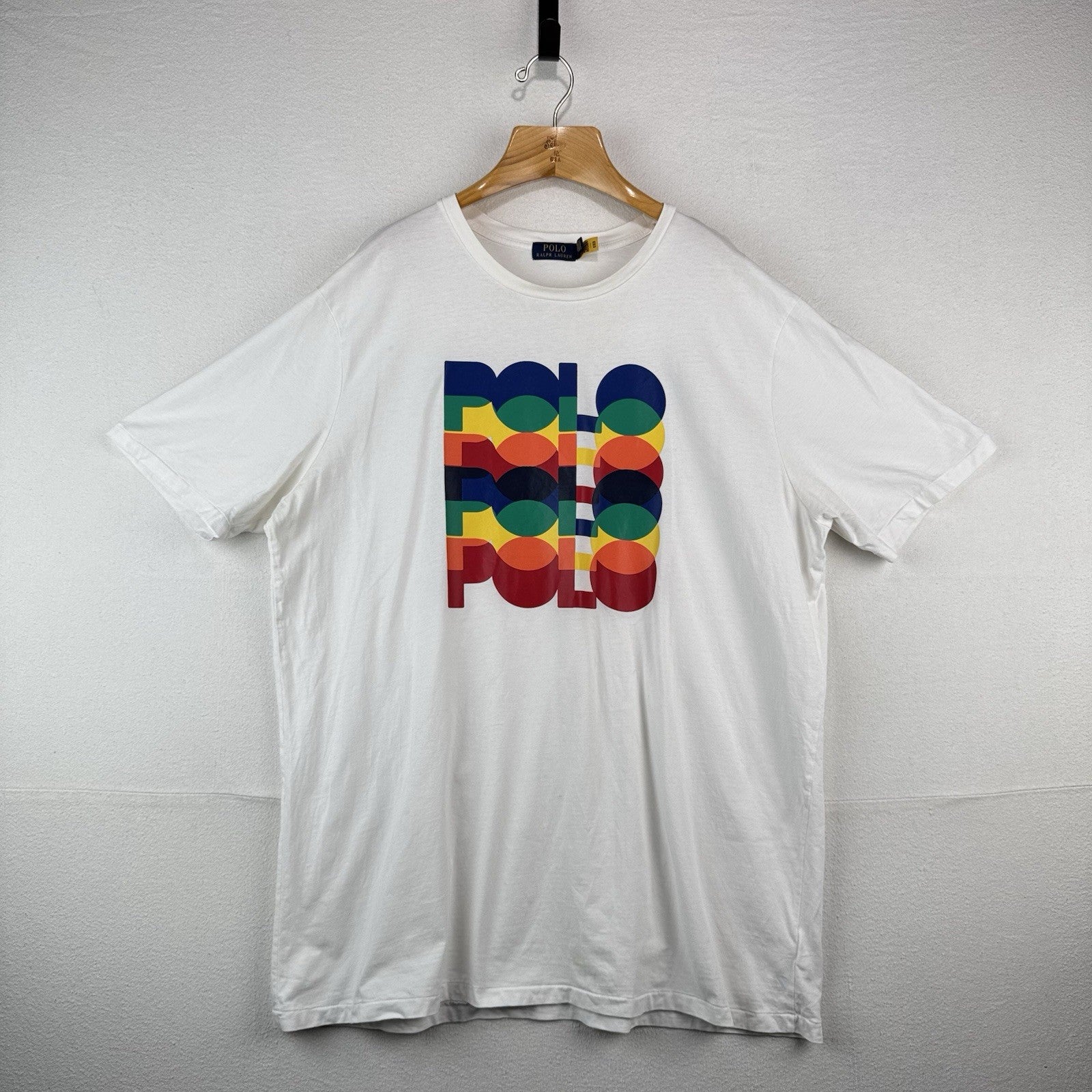 Polo Ralph Lauren Shirt Men’s 2XLT White T-shirt Stacked Multicolor Logo