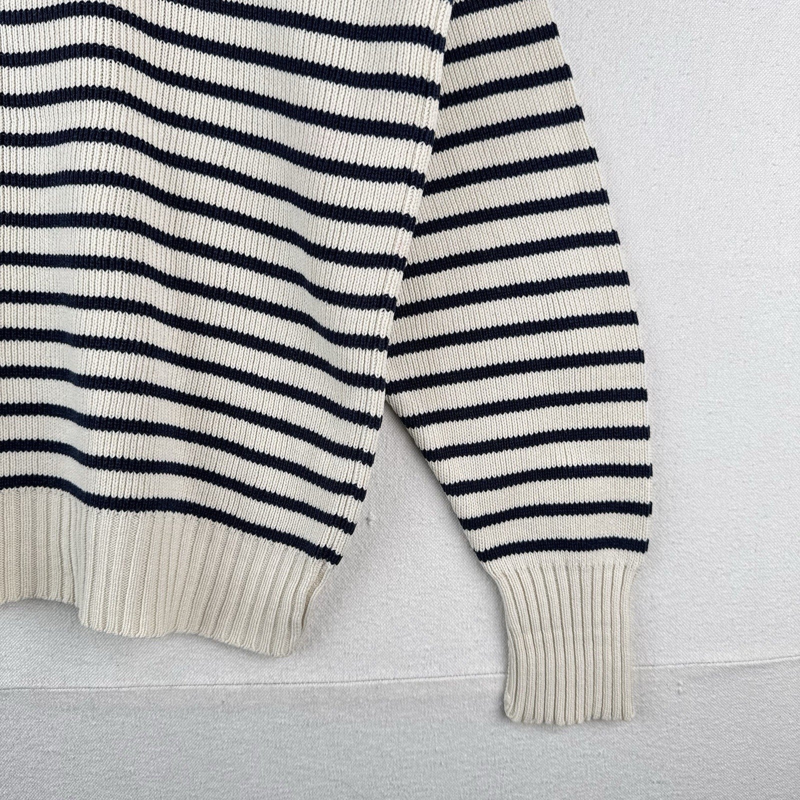 Ralph Lauren Nautical Striped Turtleneck Sweater Navy Blue White Women’s Medium
