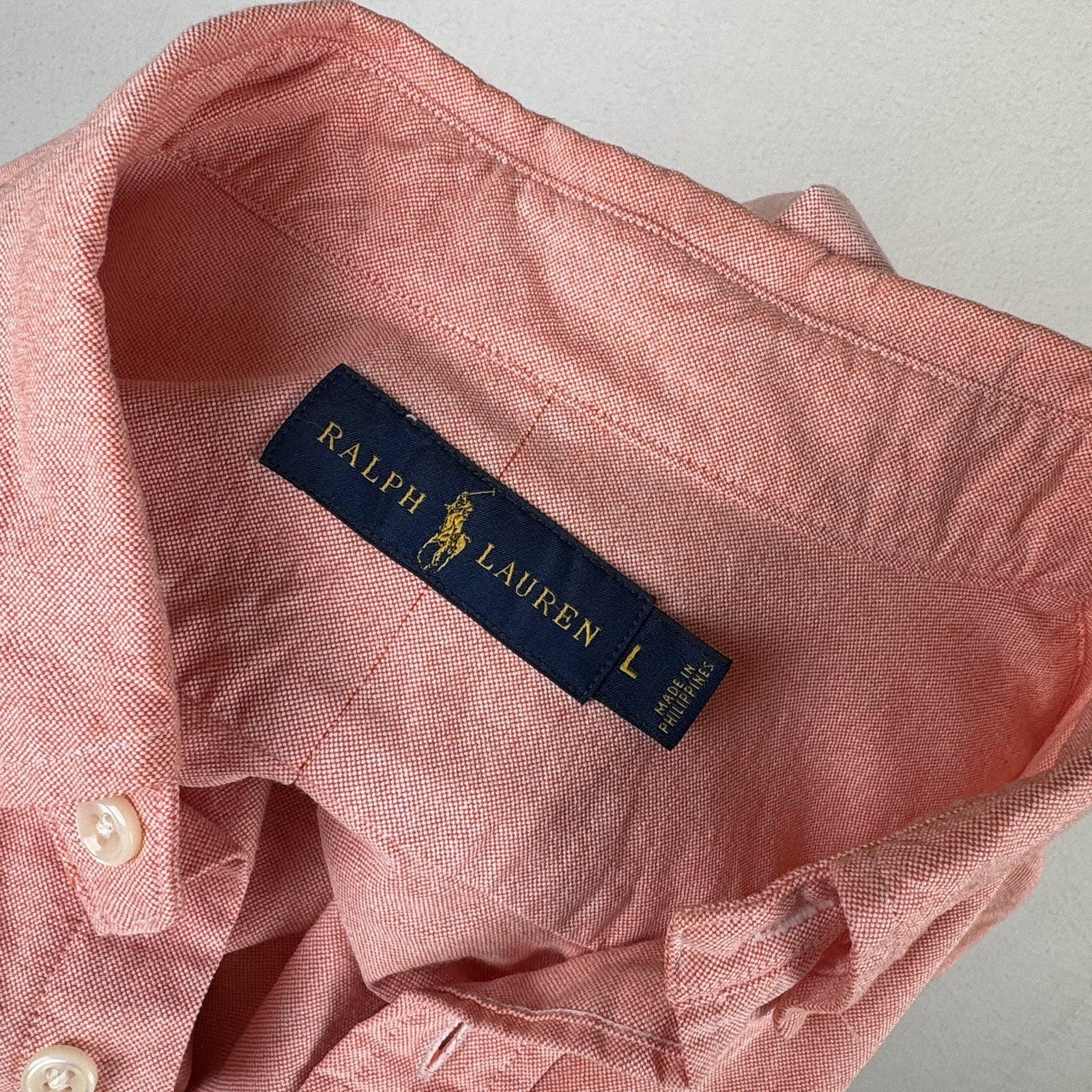 Ralph Lauren Long Sleeve Men’s Large Button Down Shirt Peach