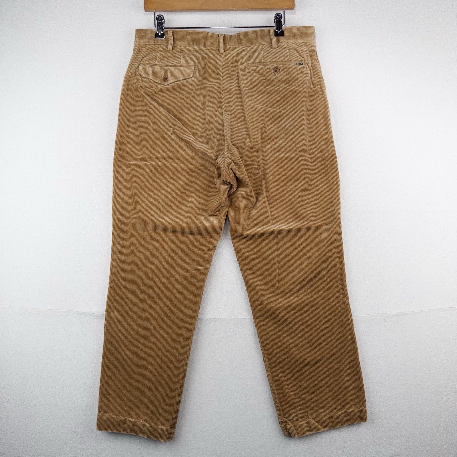 90’s Vtg Polo Ralph Lauren Corduroy Pants Classic Fits 34x26 Tan Brown Wide Wale