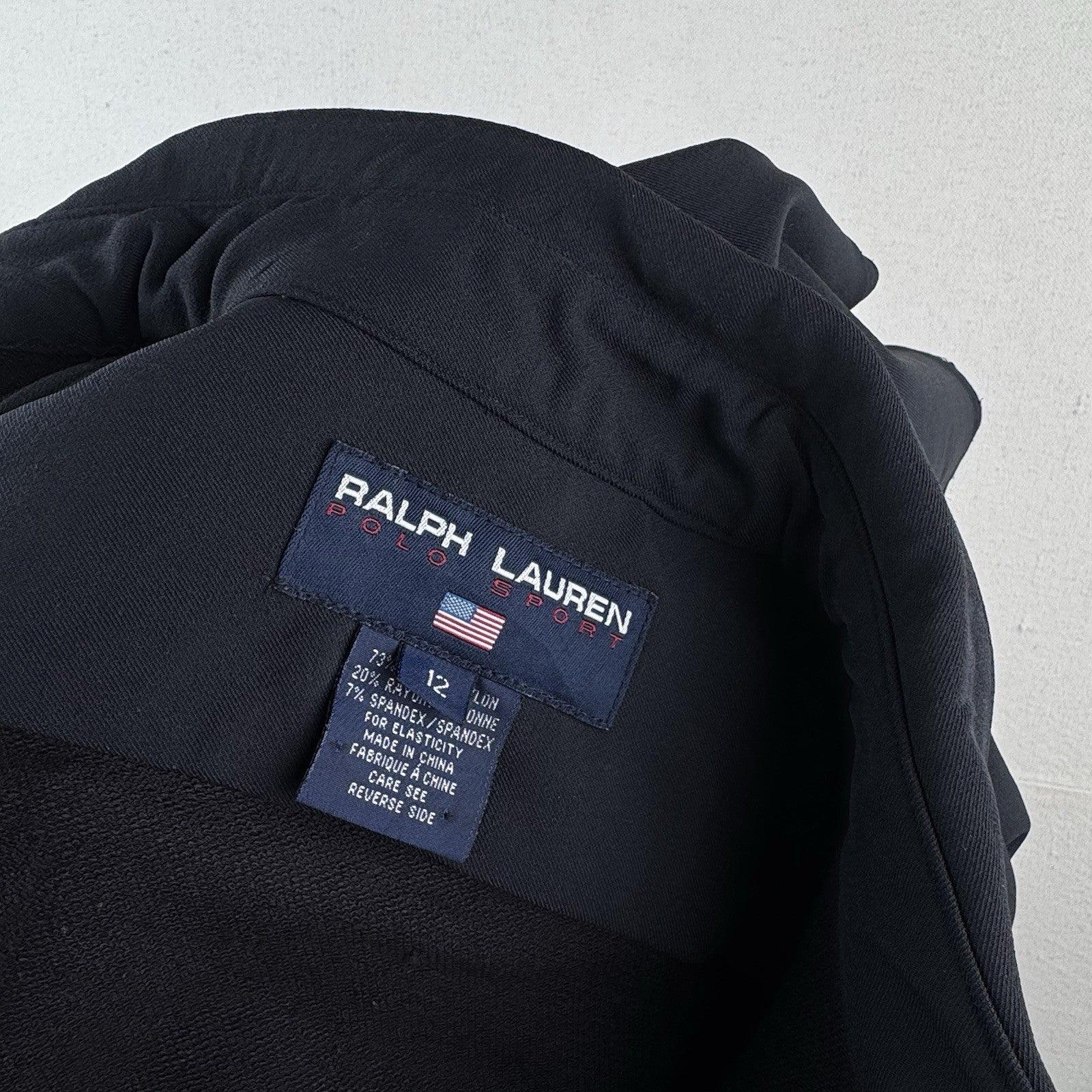 Vintage Ralph Lauren Polo Sport Women’s 12 Navy Blue Military Shirt Stretch