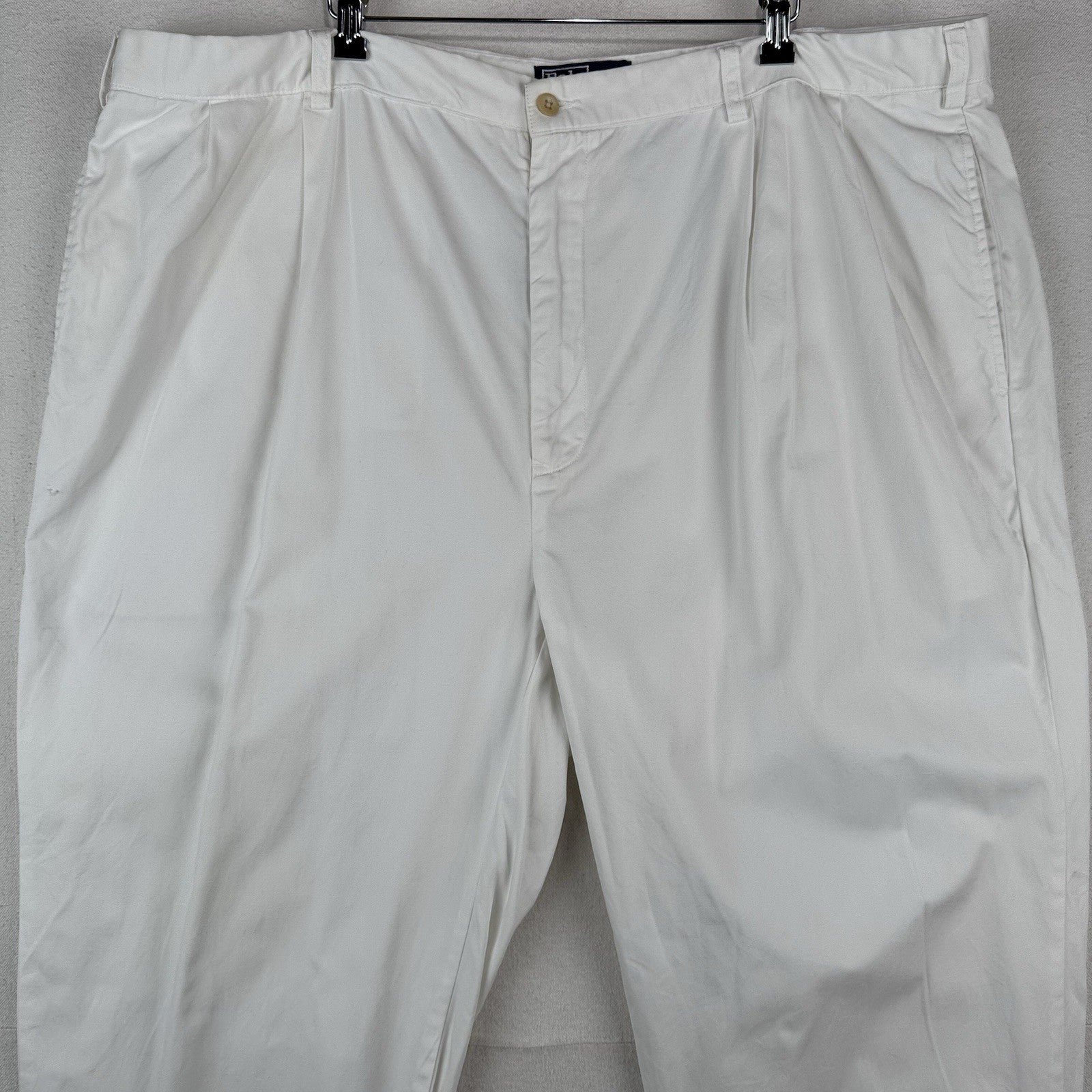 90’s Vtg Polo Ralph Lauren Big Hammond Pant Mens 46Bx30 White Double Pleat Cuff