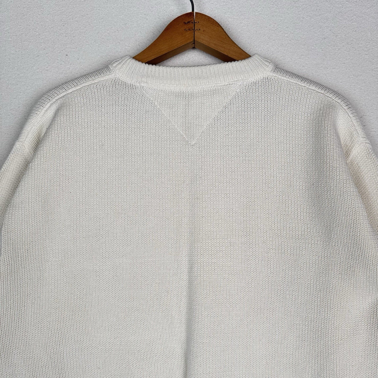 Vintage Tommy Hilfiger Men’s XL Knit Cotton Crewneck Sweater White