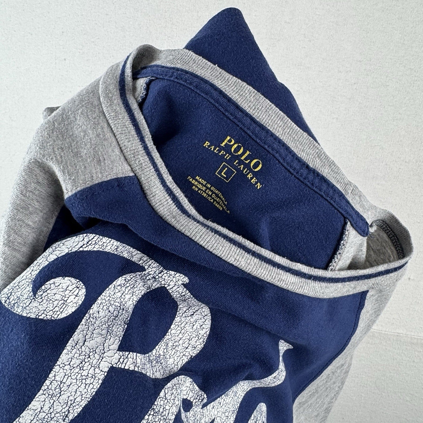 Polo Ralph Lauren Youth Large Blue Raglan Baseball Tee T-Shirt Fits Women Small