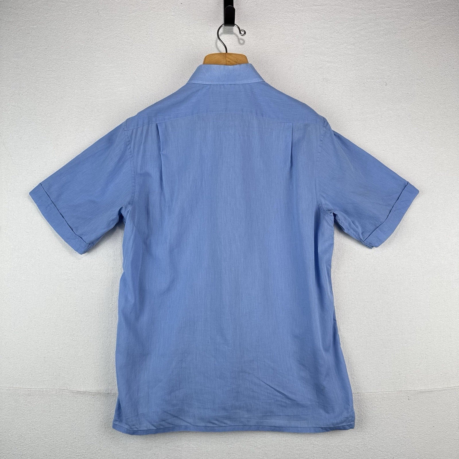 80’s Vtg Givenchy Monsieur Linen Blend Shirt Men's L Short Sleeve Button Up Blue