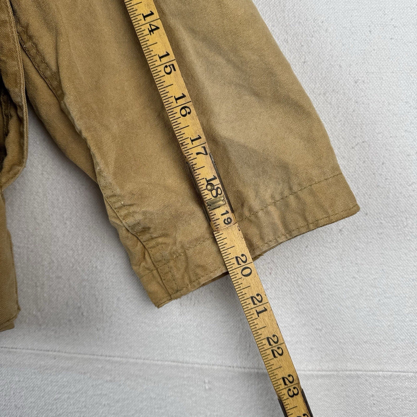 40s 50’s Vtg Hetterick Mfg Co Hunting Jacket Chore Coat Patches 46” USA *Read