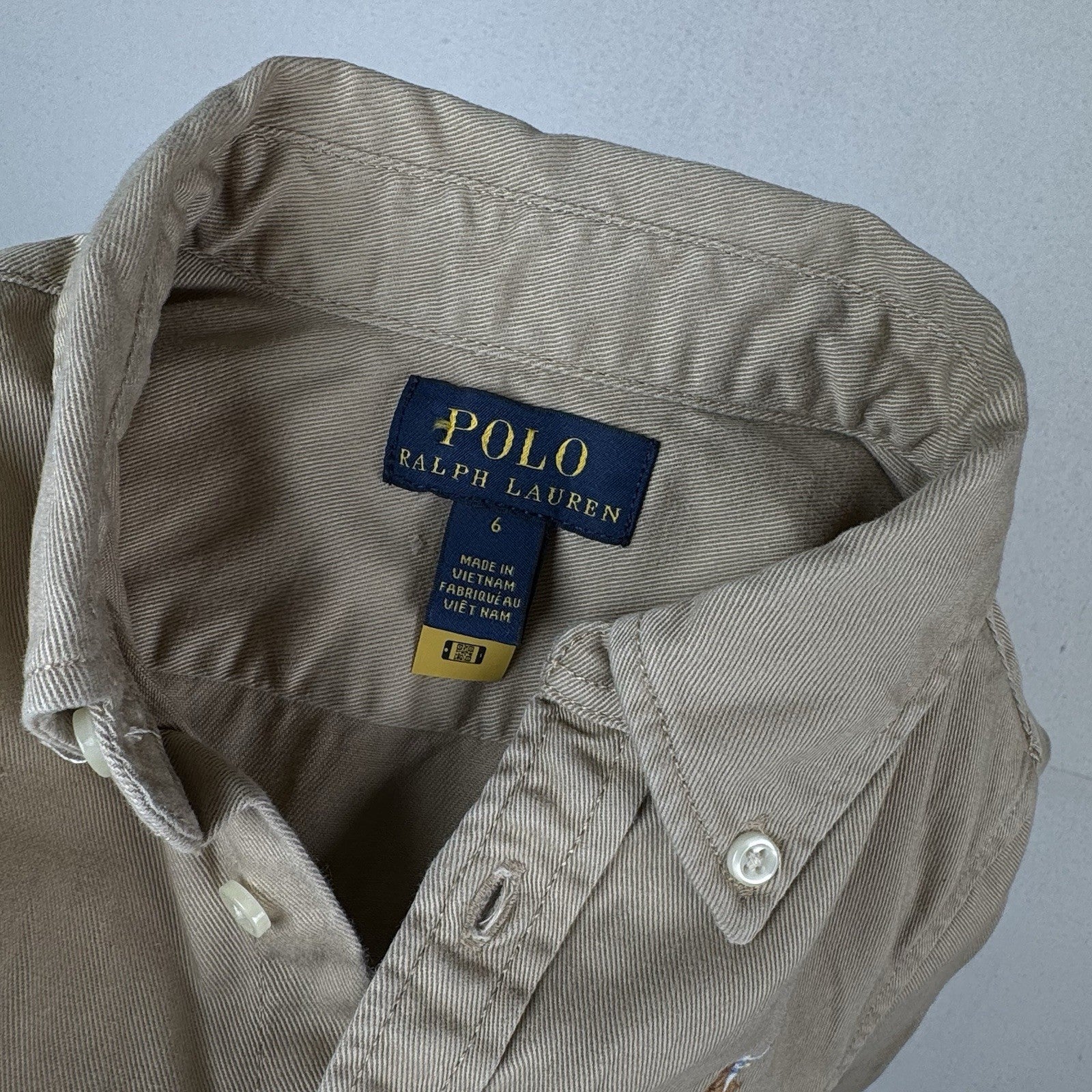 Polo Ralph Lauren Girls 6 Belted Cotton Chino Shirtdress With Pockets