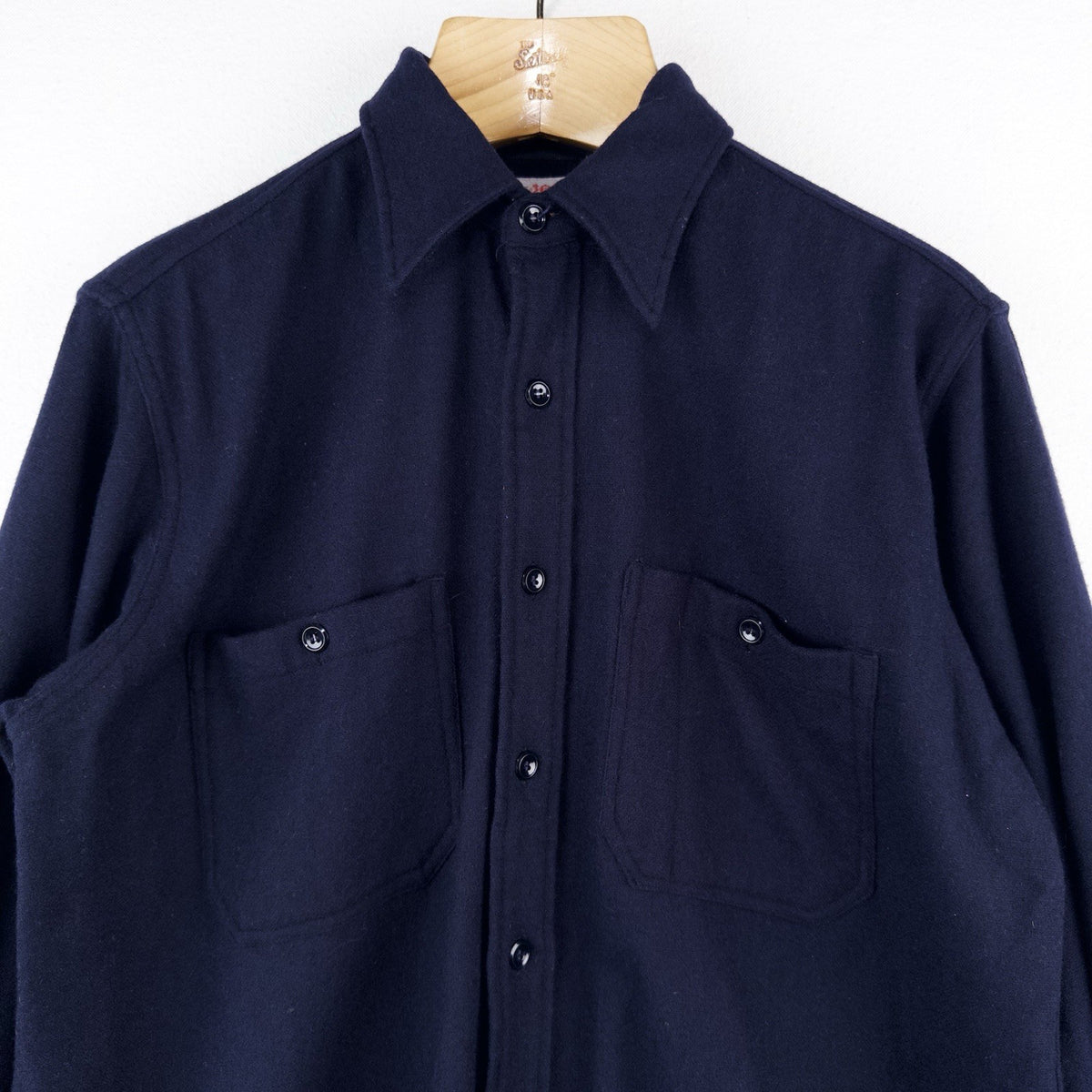 50’s Vintage Military Wool Navy Blue Shirt Elbeco Regulation Men’s 15.5 Large