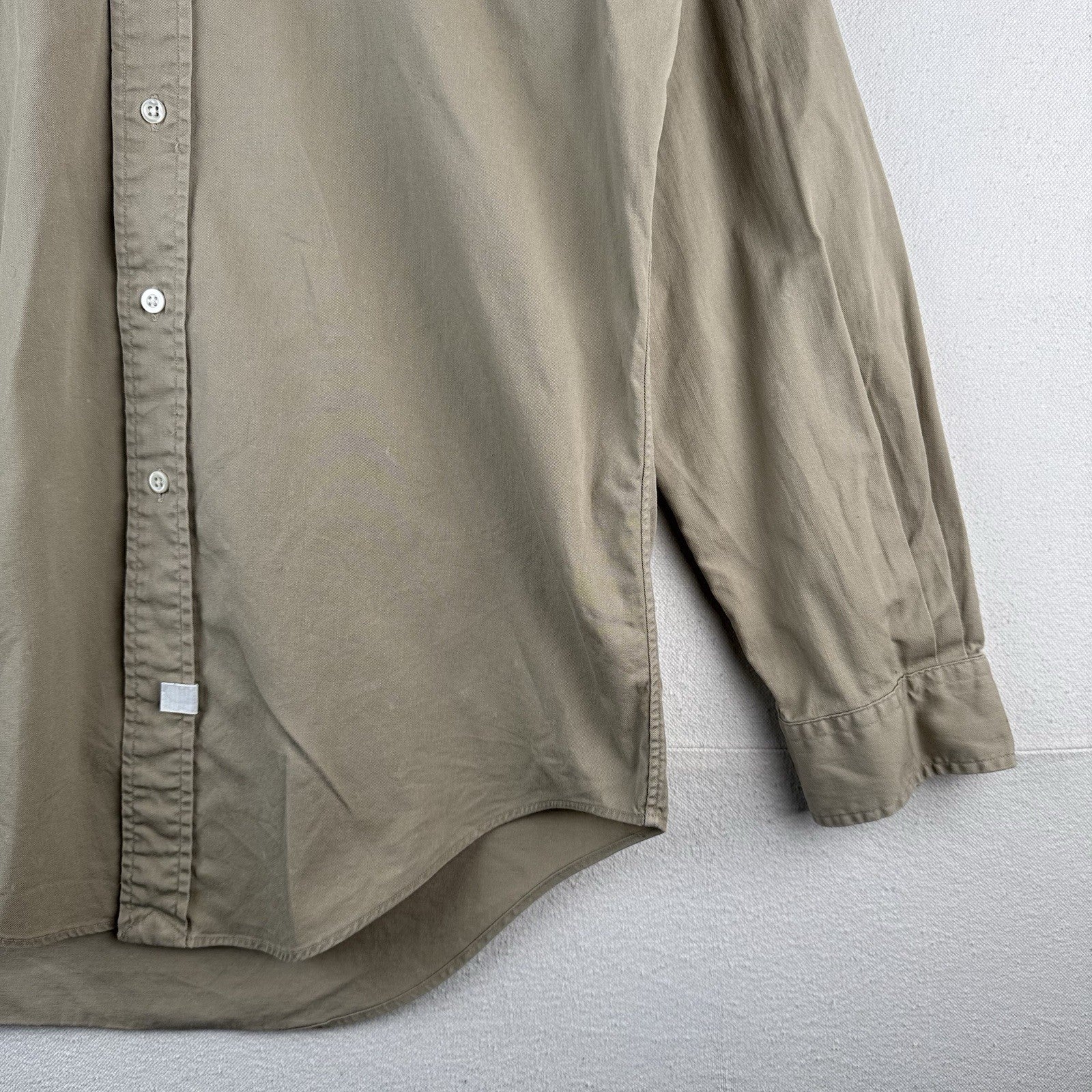 Vintage Polo Ralph Lauren Button Down Shirt Men's Small Large Khaki 100% Cotton