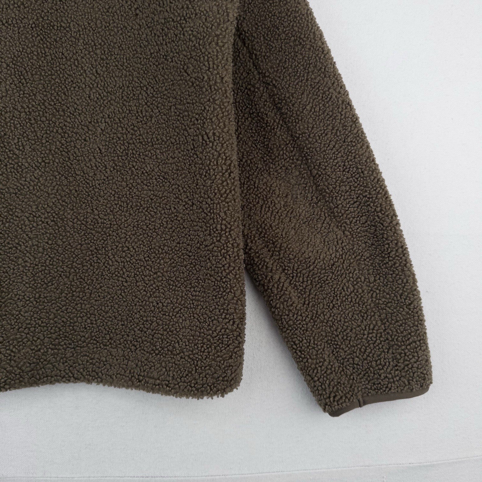 Uniqlo Pile Fleece Military Crew Cardigan Sweater Jacket Coffee Brown Small (38)
