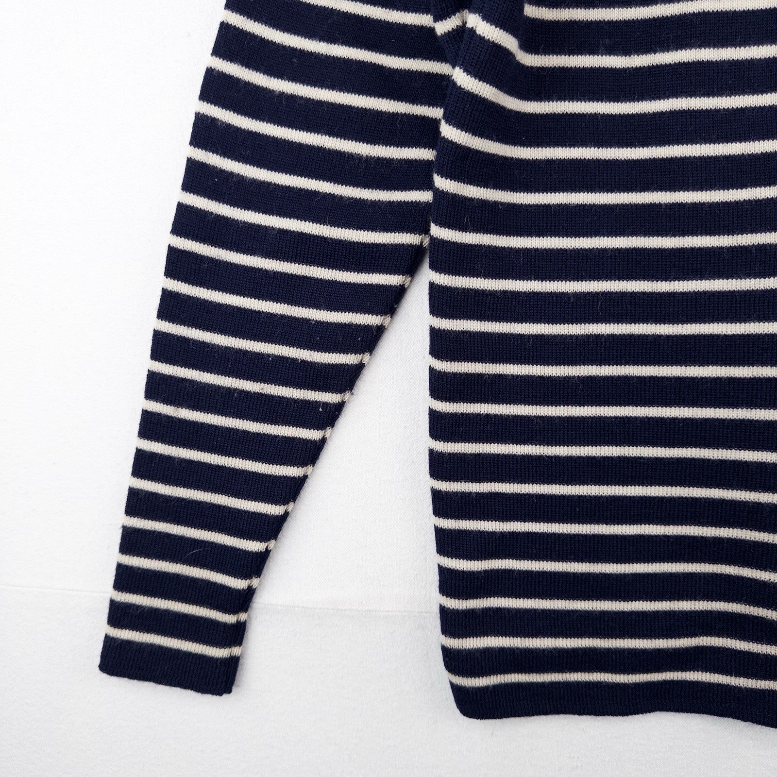 70’s Saint James Wool Sweater Bretone Stripe Button Shoulder Made France Blue M