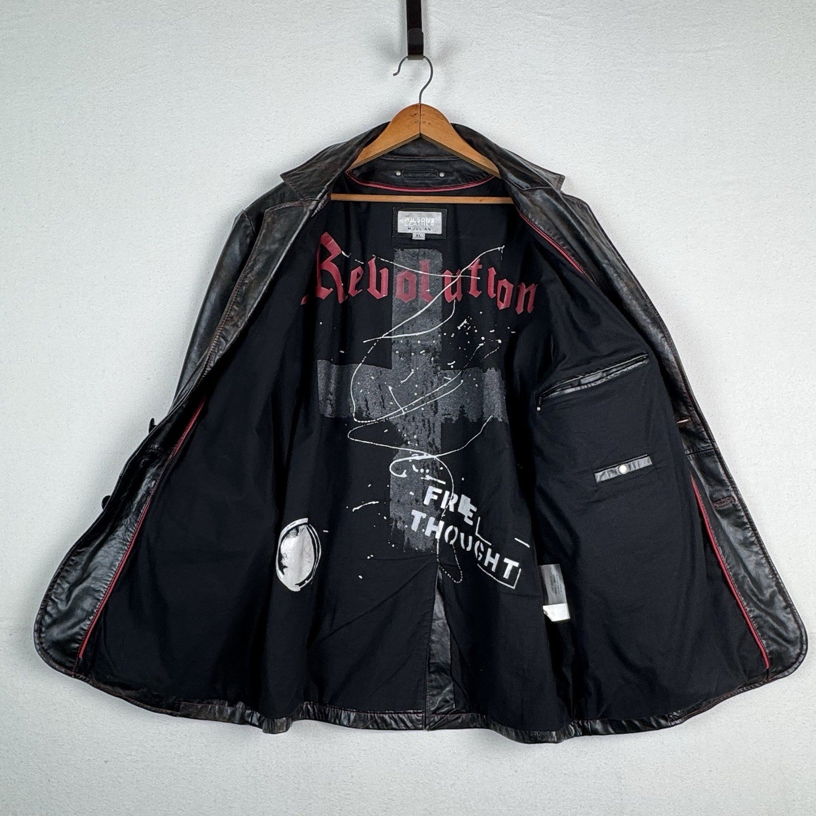 Wilsons Leather Men’s XL Illuminati Revolution Brown Jacket  Elbow Patches