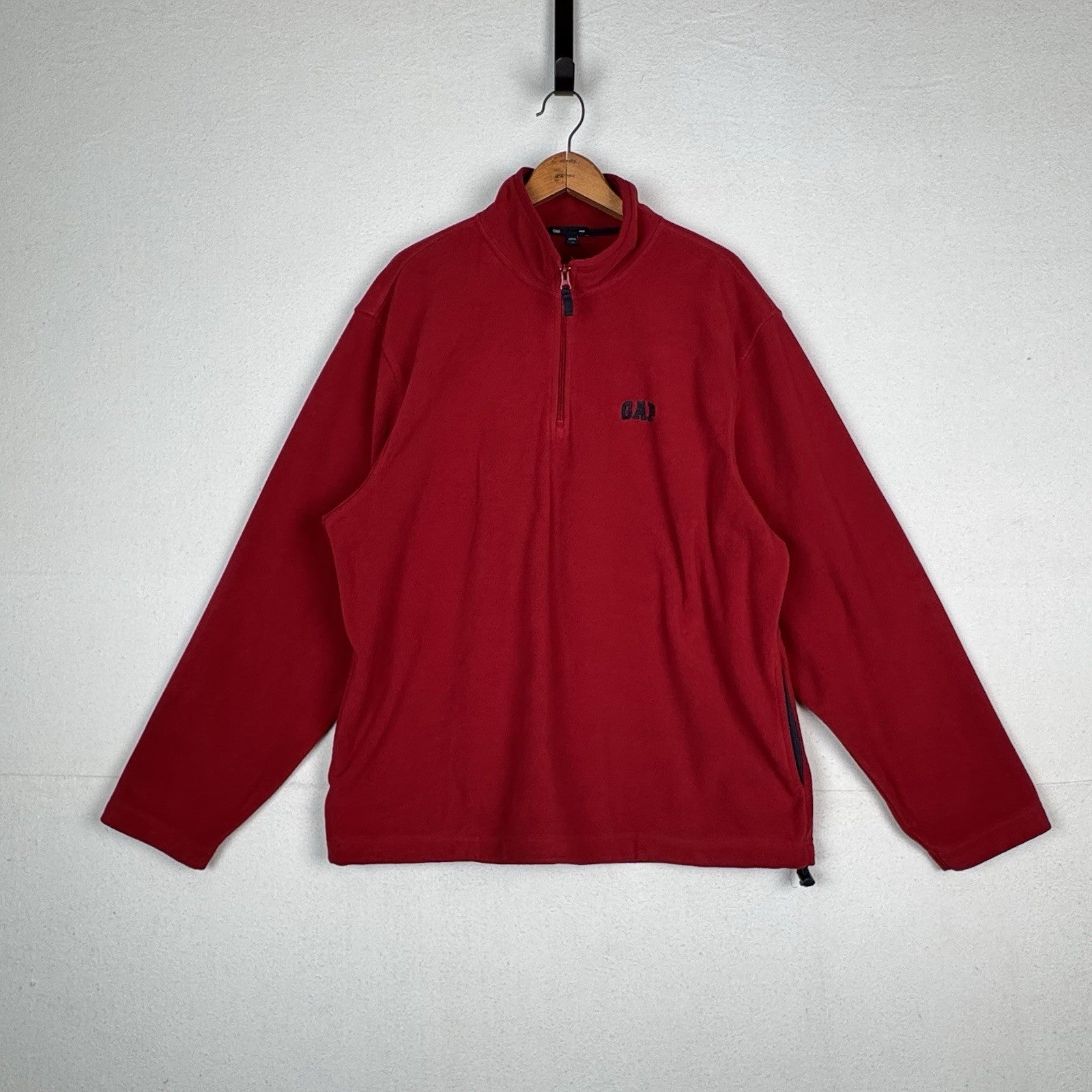 Vintage Gap Fleece 1/4 Zip Long Sleeve Mens XL Red Pullover Shirt Jacket