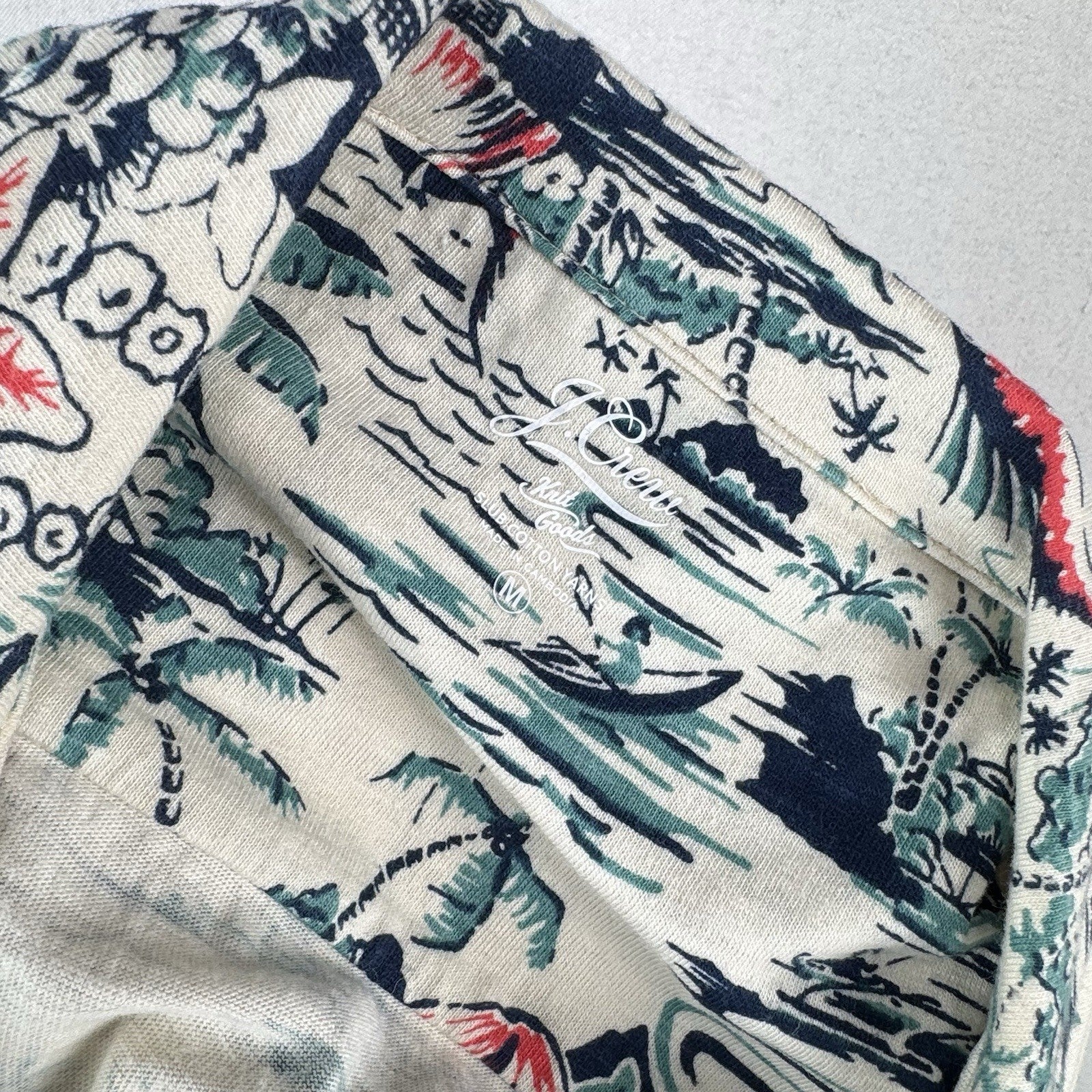 J.Crew Knit Goods Men’s Medium Hawaiian Short Sleeve Camp Loop Collar Shirt