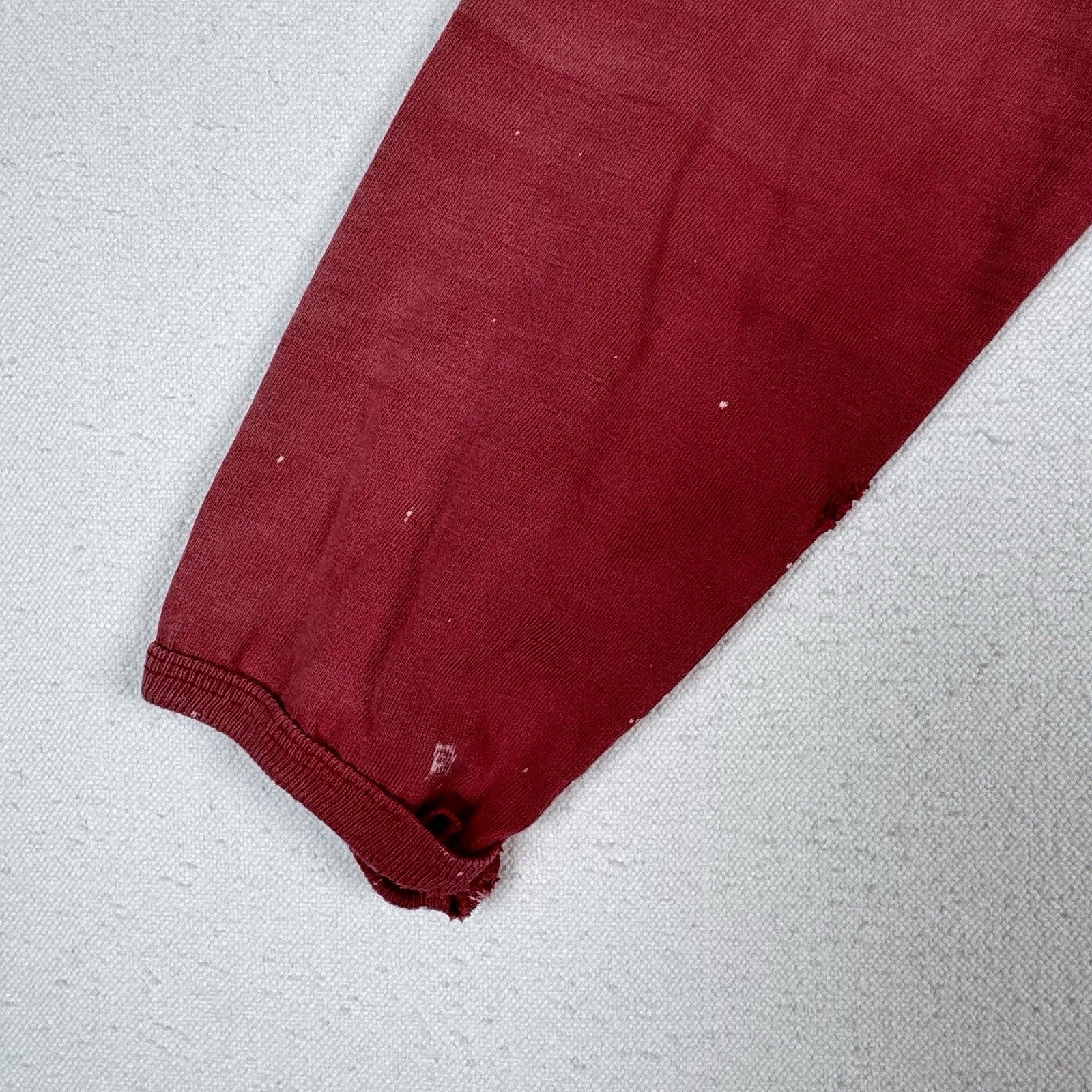 True Vintage 50s Kids Small Faded Distressed Red Henley Shirt Made In USA