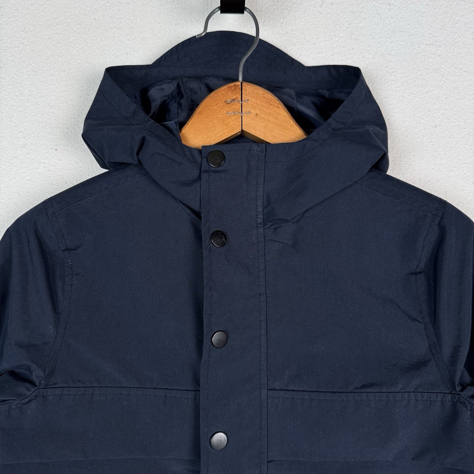 Old Navy Lined Kid’s Hooded Windbreaker Snap Jacket Size Medium (8) Navy Blue