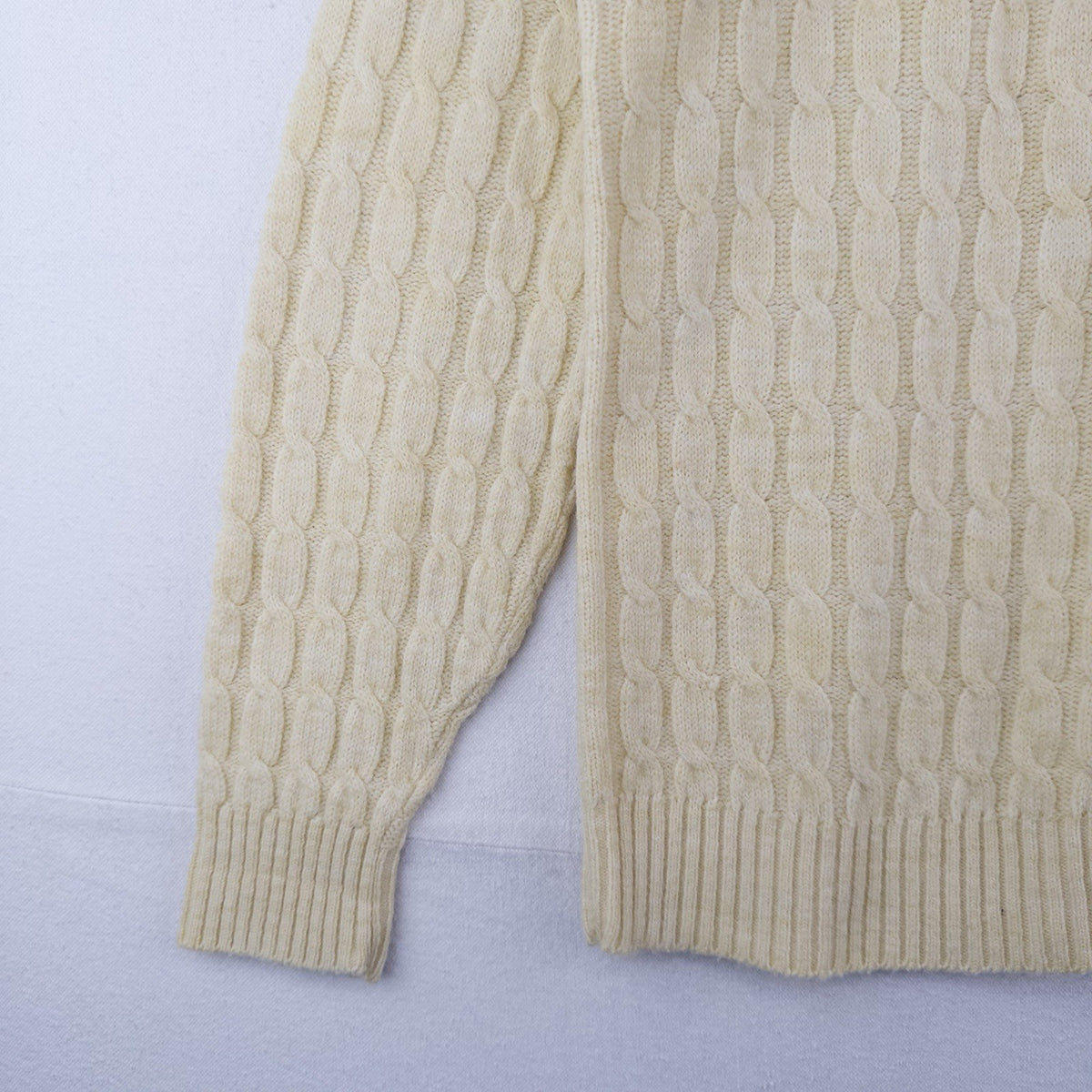 80’s Vtg Lord Jeff Sweater Men’s Large Yellow Cable-Knit Crewneck Pullover USA