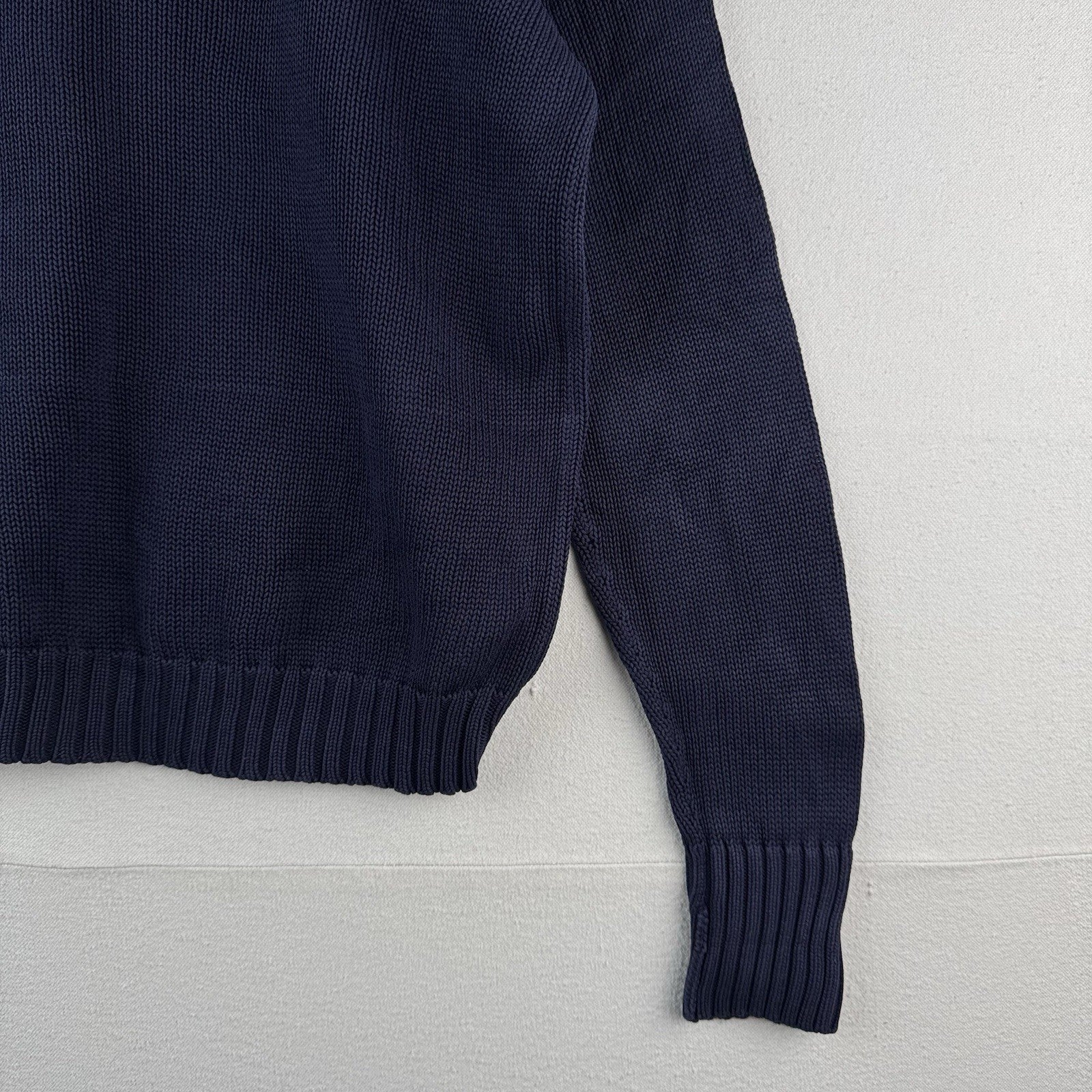 90's Vintage Polo Ralph Lauren Sweater Men's S Navy Blue Knit Crewneck Blue Pony