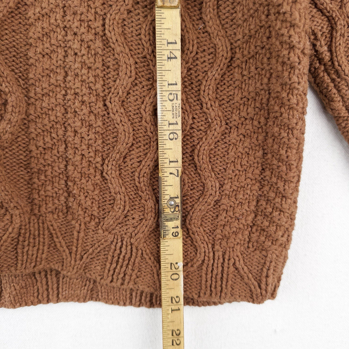 Cambridge Dry Goods Brown Cable Knit Wool Shawl Collar Sweater Women’s Small