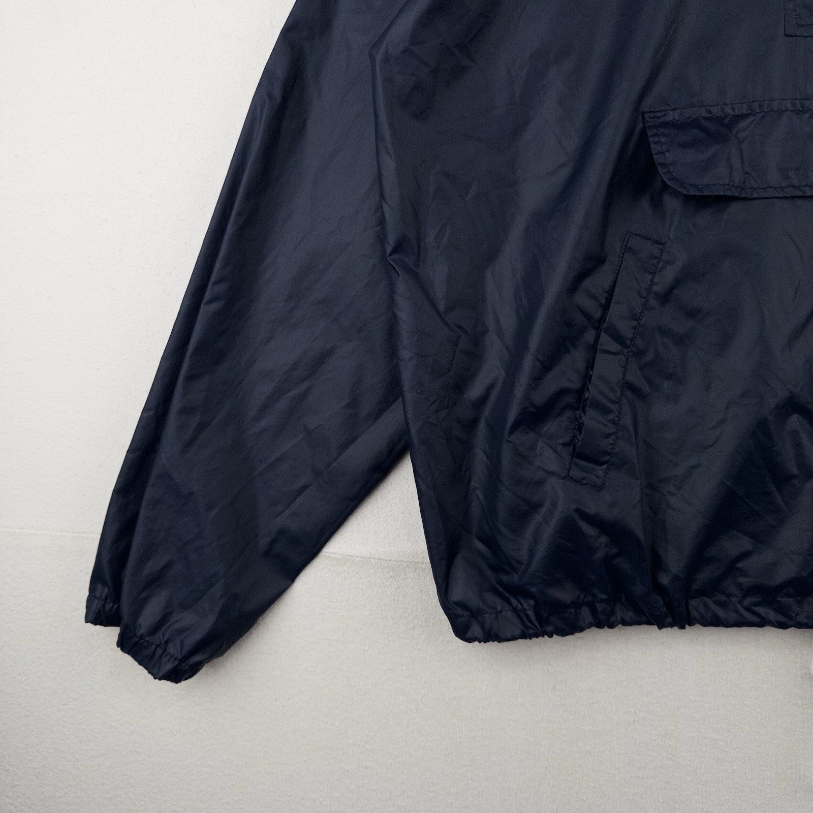80’s Vtg Lacoste Izod Men’s XL Packable Rain Jacket FannyPack Navy Blue Hooded