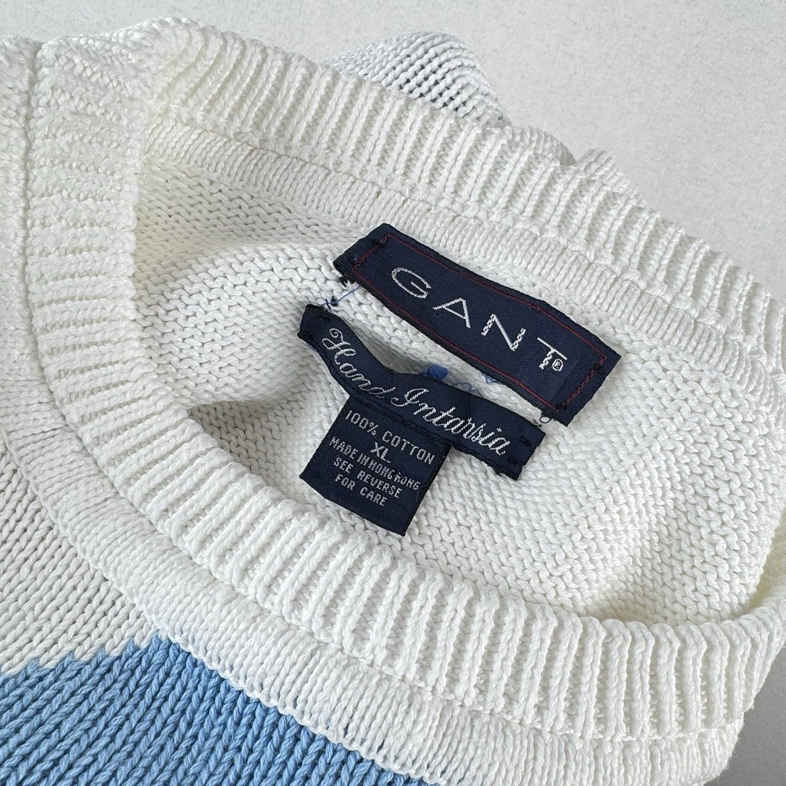 90s Vintage Gant Hand Intarsia Men’s XL Knit Golf Sweater Graphic