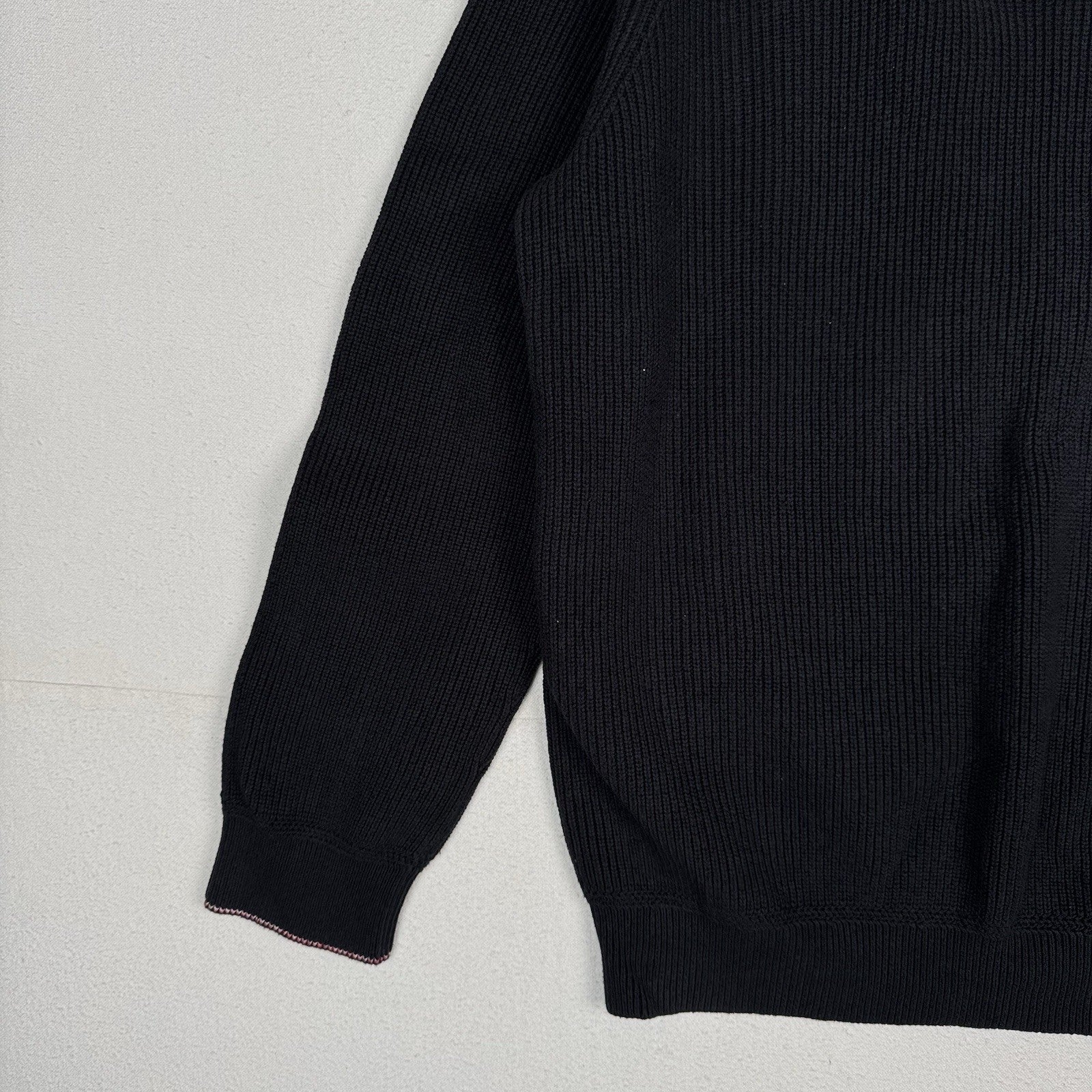 Tommy Hilfiger Quarter Zip XXL Black Pima Cotton/Cashmere Sweater Pullover
