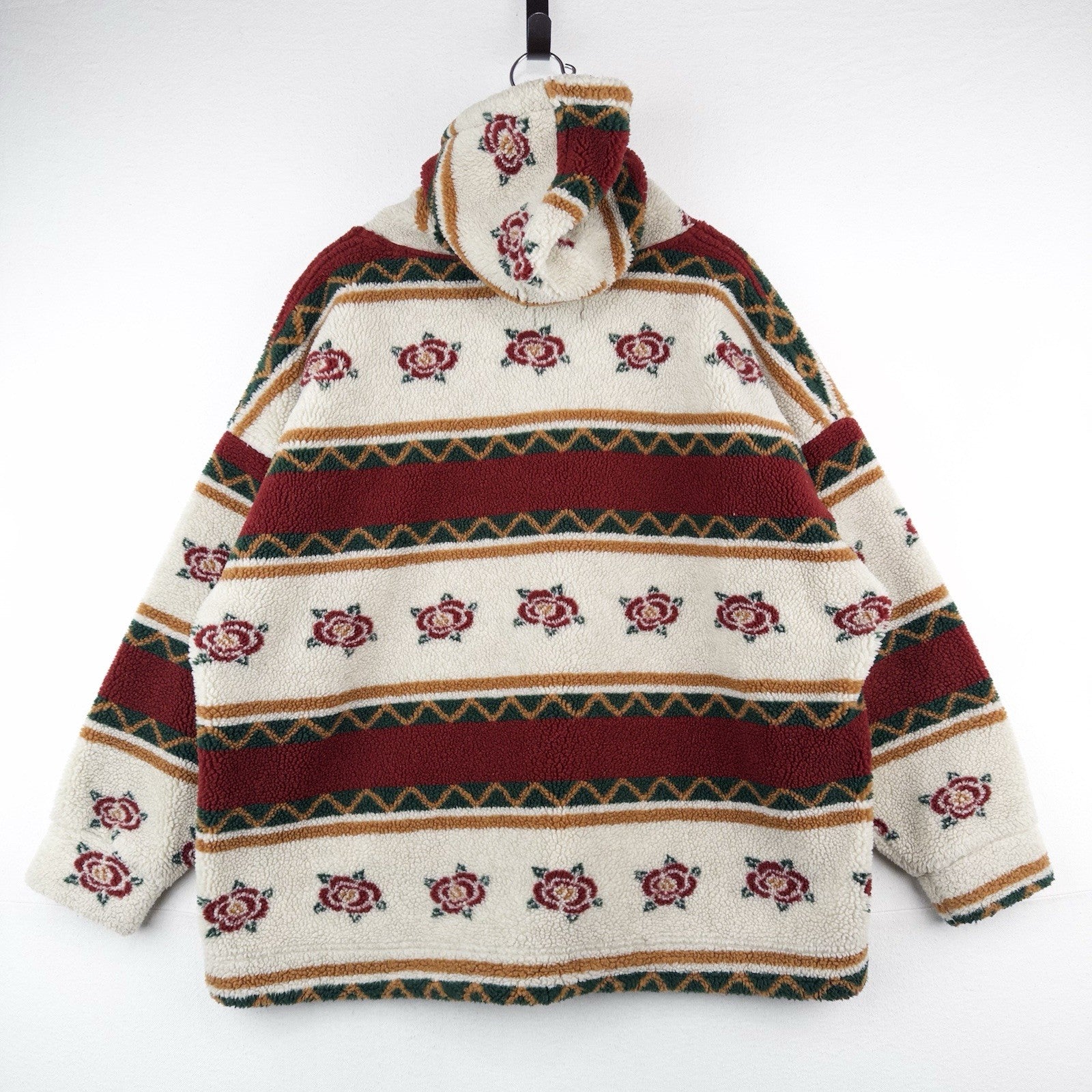 90’s Fleece 1/4 Zip Scuba Hoodie Women’s Large Southwestern Desert Rose Express