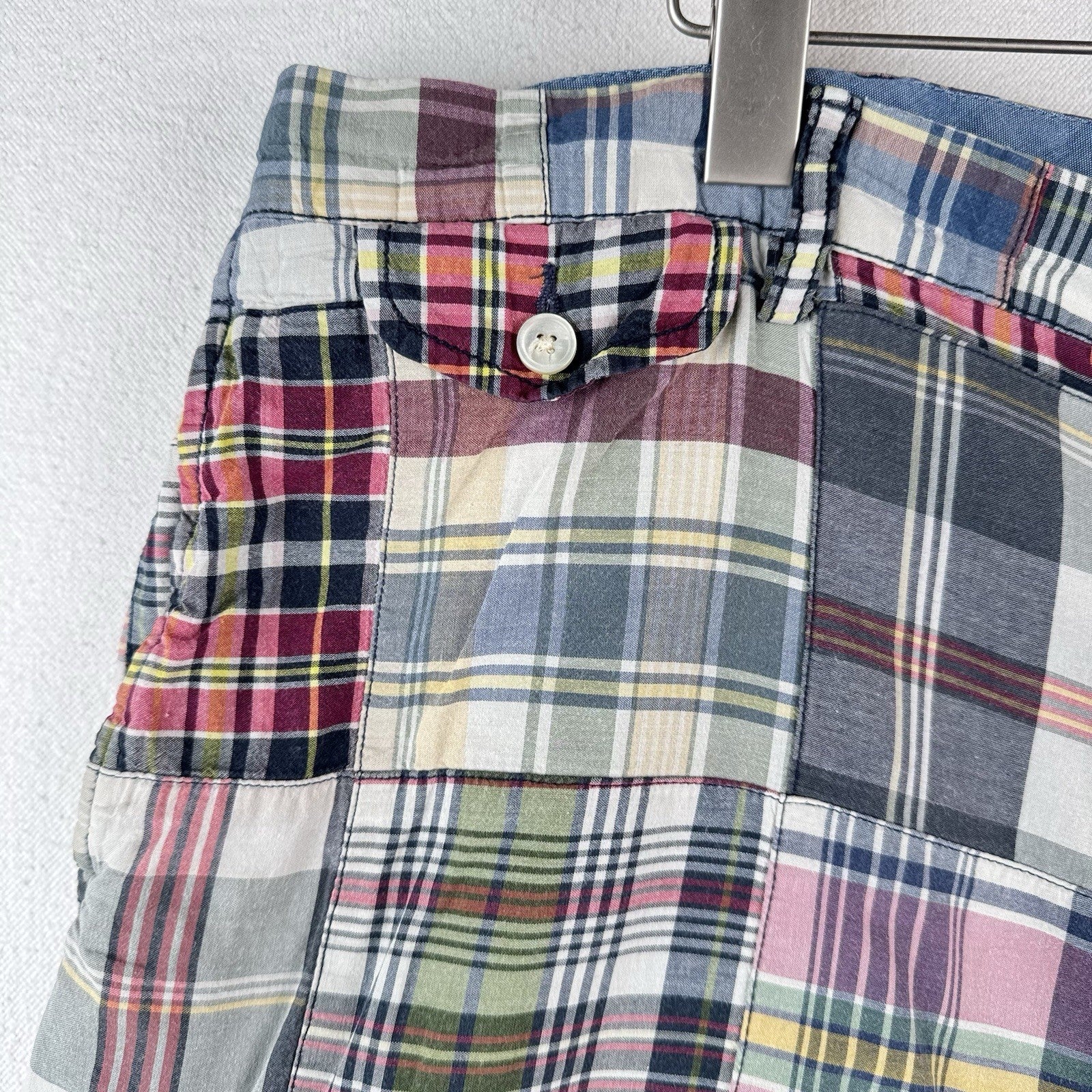 Vintage Polo Ralph Lauren Madras Plaid Shorts Mens 44T Patchwork 10”