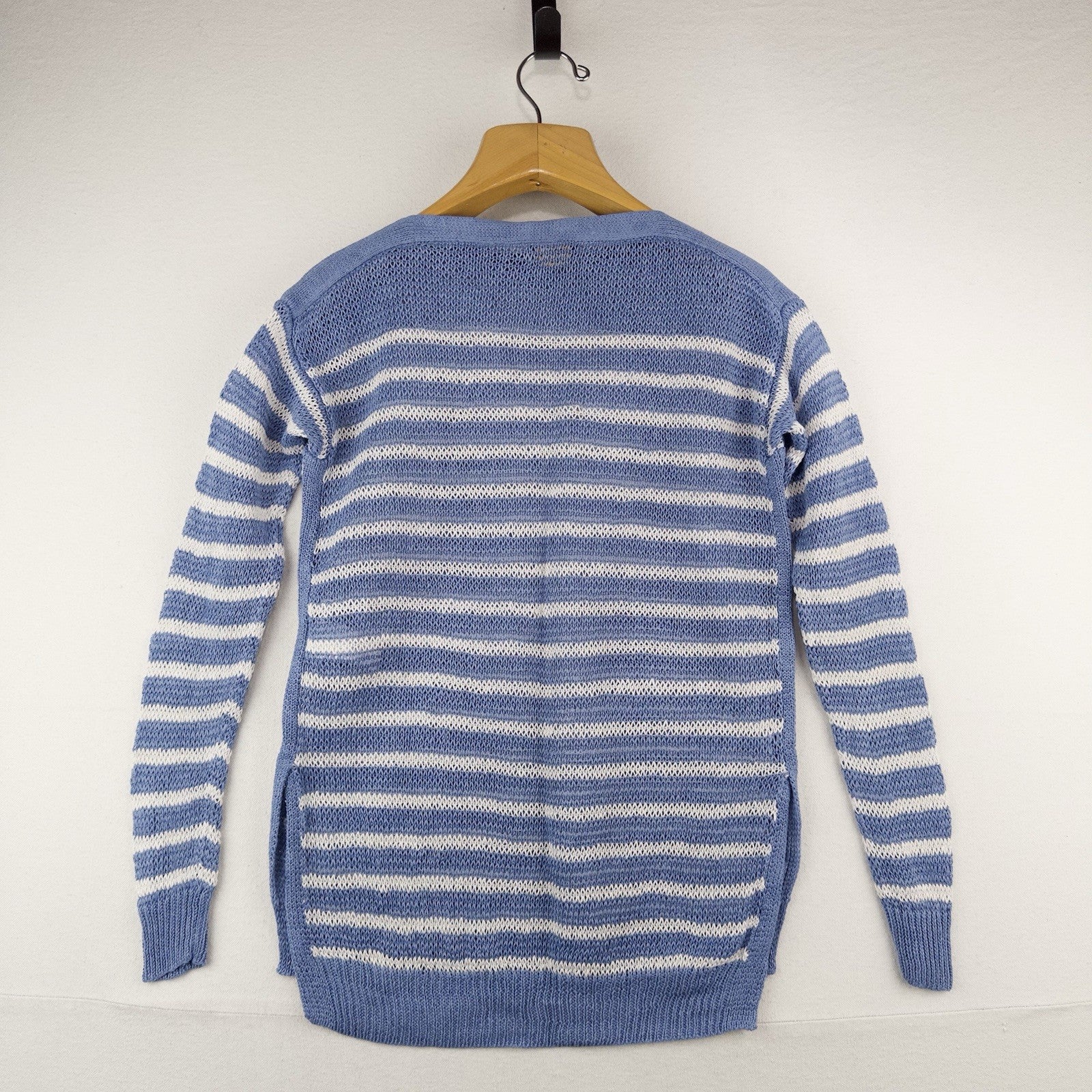 Polo Ralph Lauren Womens XS Boat Neck Blue Striped 100% Linen Knit Sweater Beach