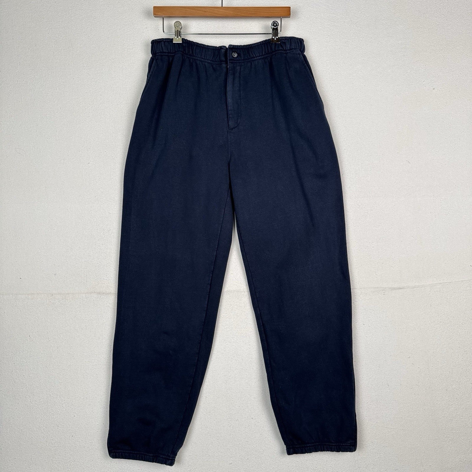 Vintage LL Bean Sweatpants Mens Large Blue Fleece Joggers Zip Ankle Pants