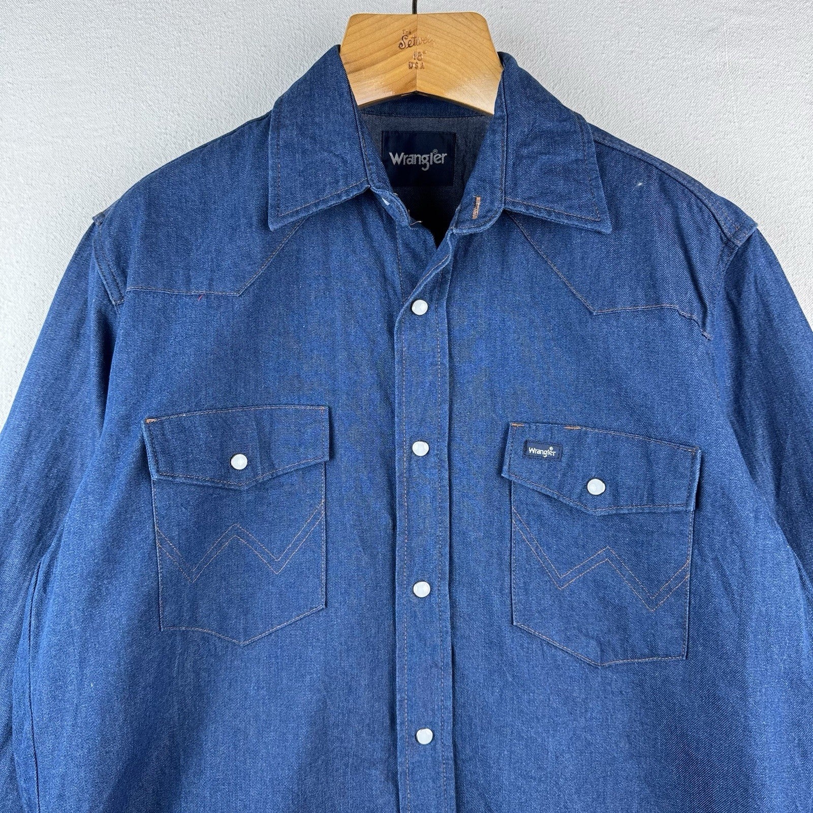Vtg Wrangler Western Denim Pearl Snap Men’s Large Embroidered Speed Limit