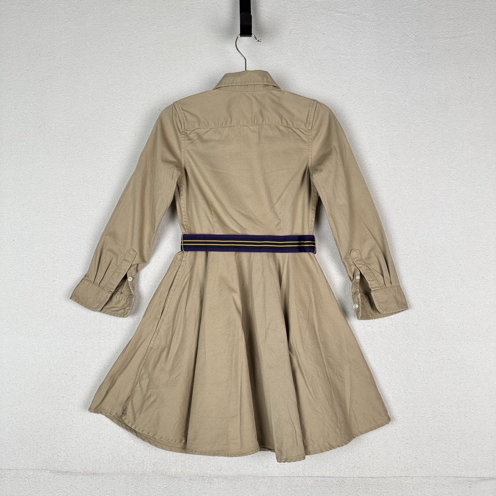 Polo Ralph Lauren Girls 6 Belted Cotton Chino Shirtdress With Pockets