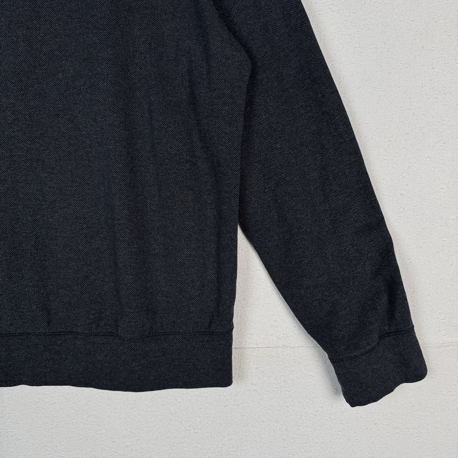 Polo Ralph Lauren 1/4 Zip Soft Sweater Mens L Black Herringbone Cotton Blend