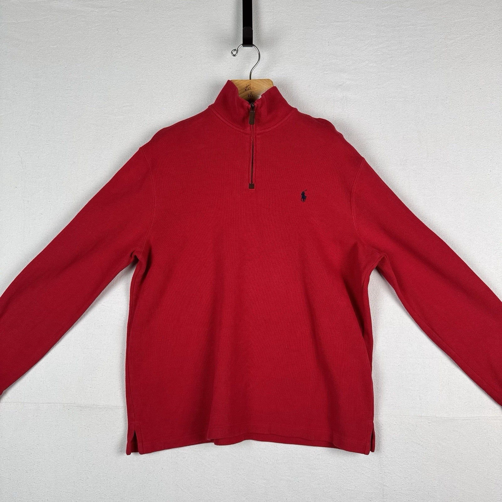 80’s Vintage Polo Ralph Lauren Quarter 1/4 Zip Pullover Sweater Mens XL Red