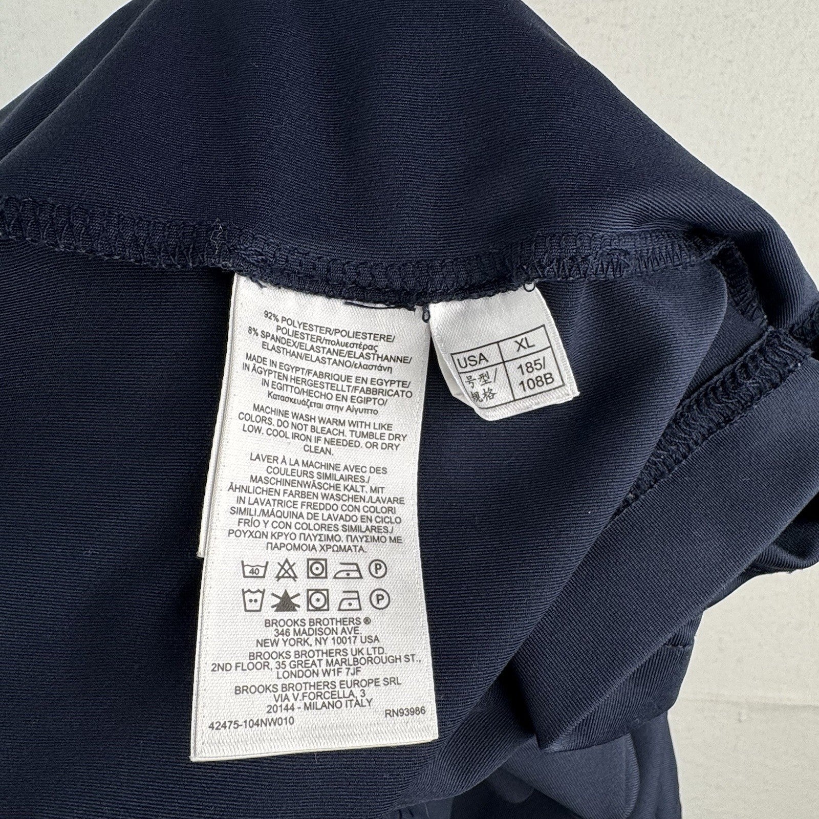 Brooks Brothers Mens Navy Blue Performance Long  Sleeve T-Shirt XL Stretch