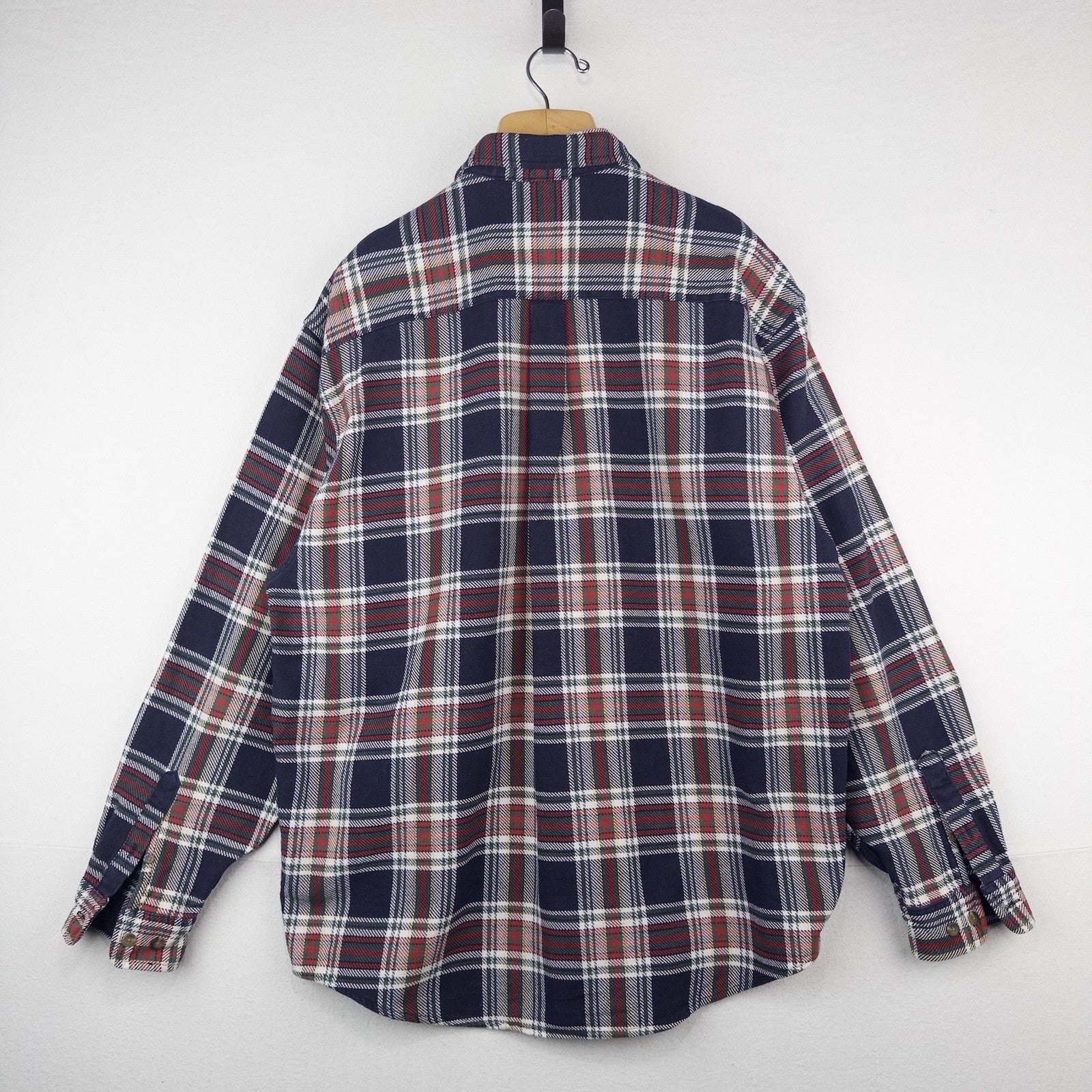 90’s Vtg Eddie Bauer Heavy Plaid Flannel Long Sleeve Button Up Shirt Mens L