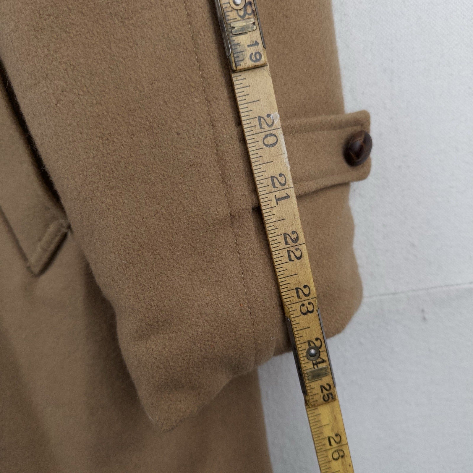 70’s Vtg Wool Men’s L/XL 44 Car Coat Overcoat Camel Brown Faux Fur Lining Collar