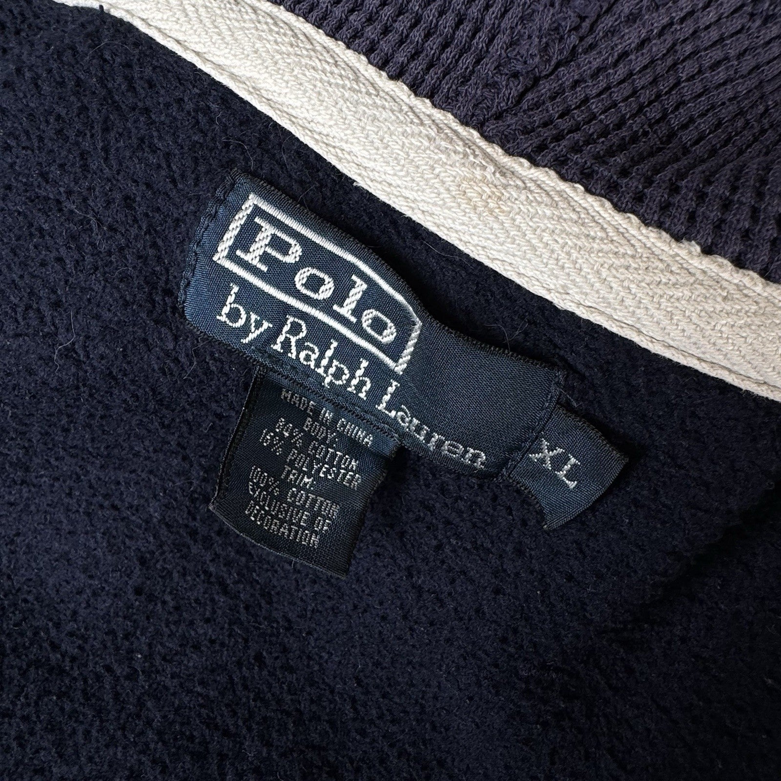 Vtg Polo Ralph Lauren Full Zip Men’s XL Thermal Hoodie Blue *Sunfaded/Distressed