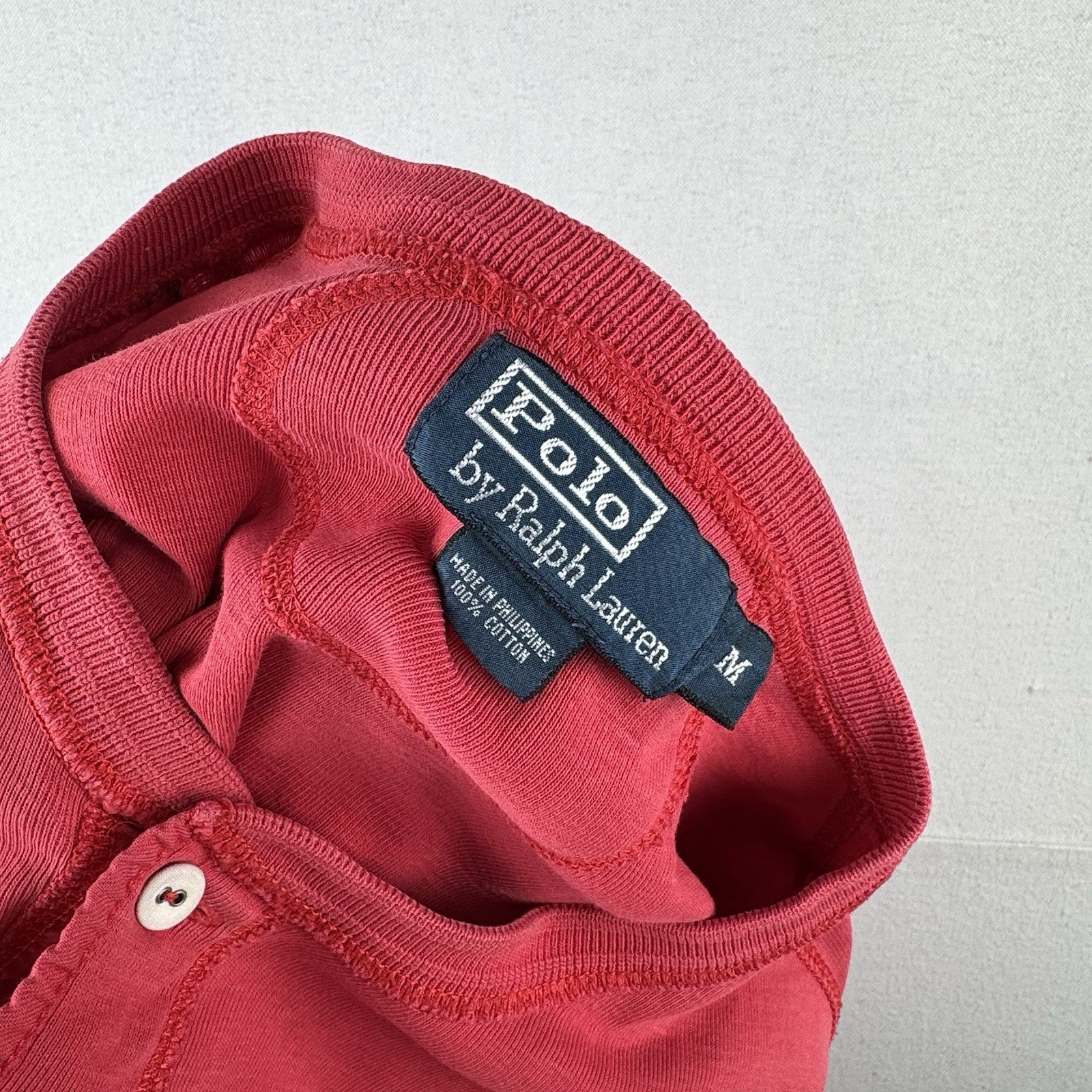 Vintage Polo Outfitters Ralph Lauren Red Cotton Henley Shirt Men’s M *Read