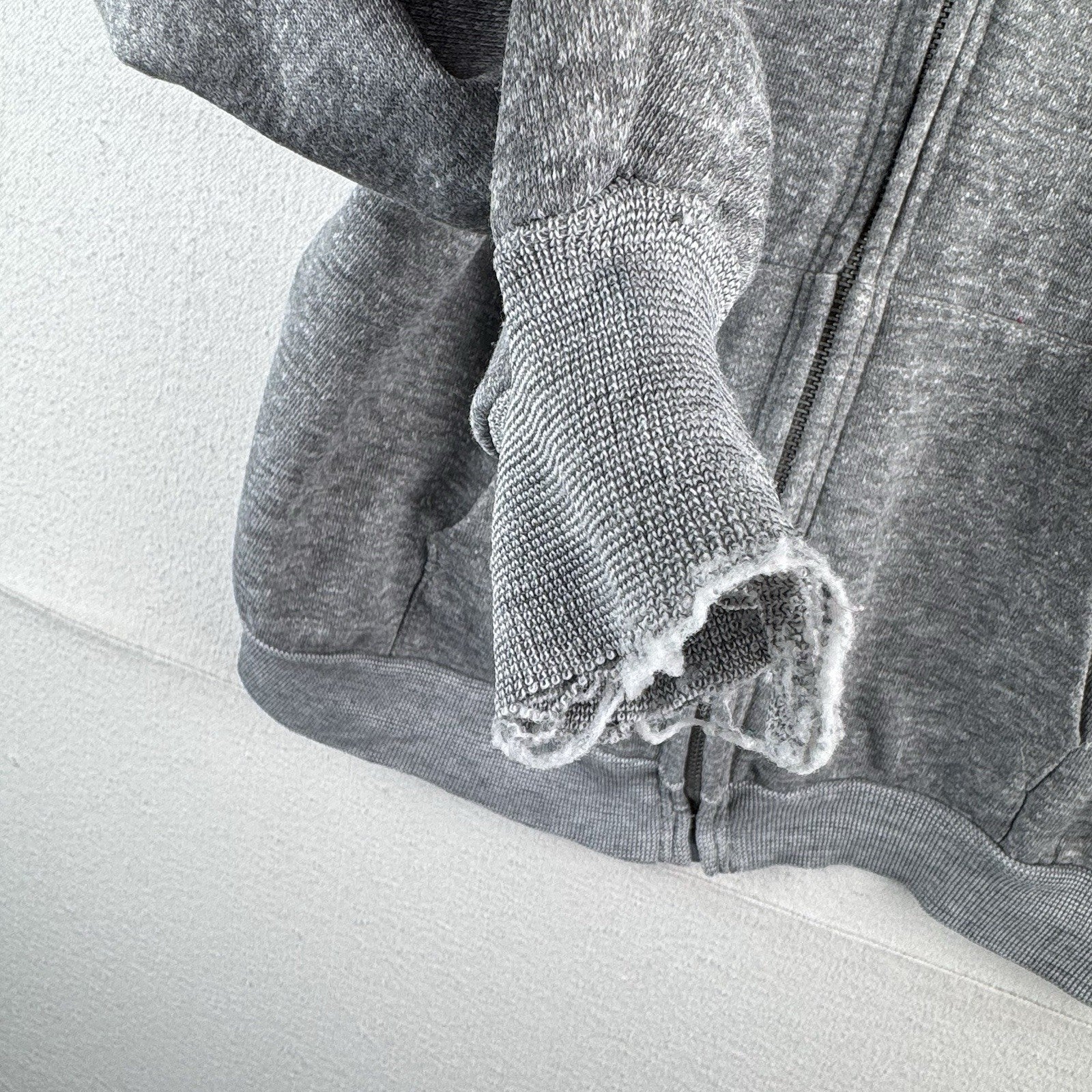 70’s Vintage Heather Gray Mens XL 46-48 Full Zip Hoodie Made In USA *Distressed