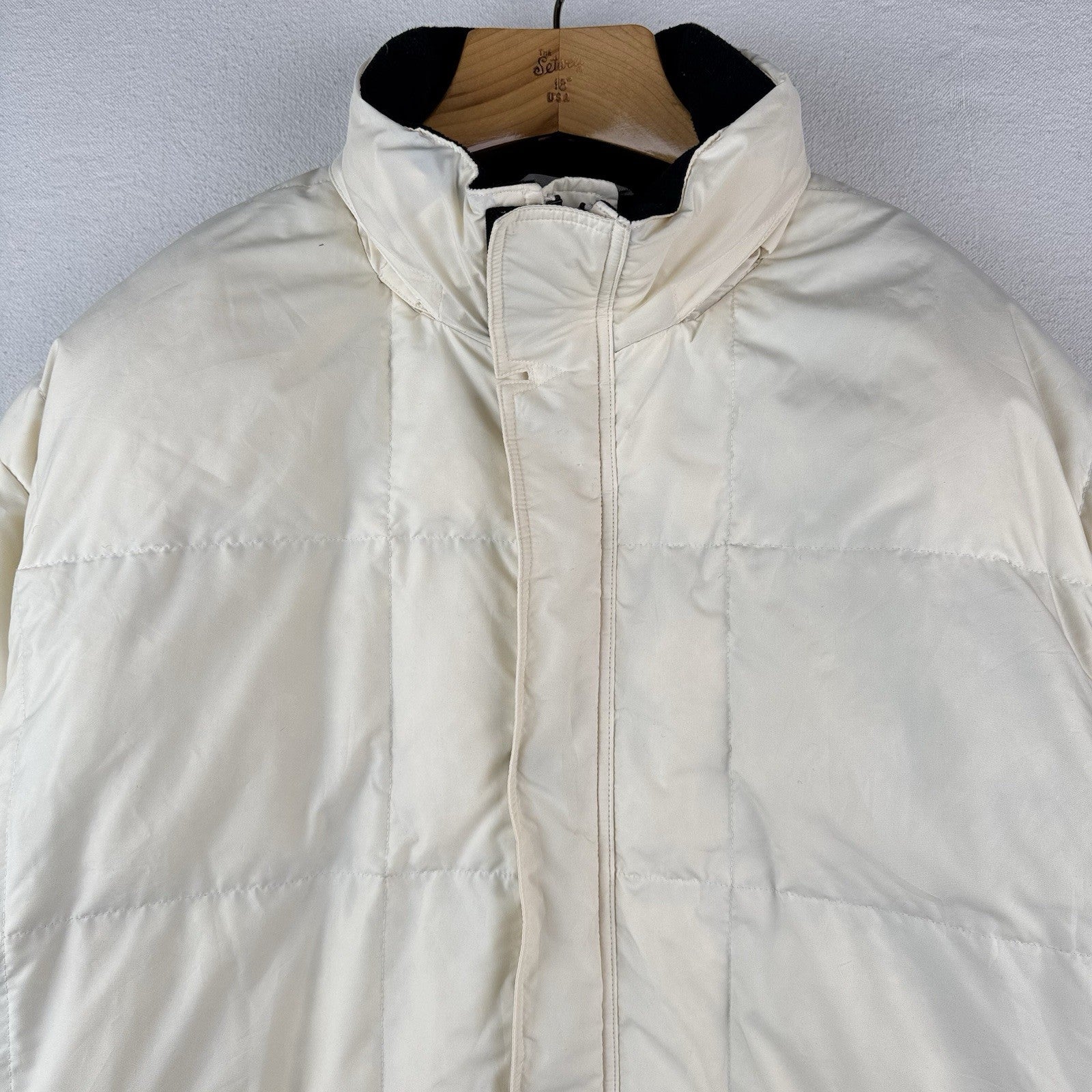 90’s Vtg Polo Ralph Lauren Mens 2XL Down Puffer Cream Ski Jacket Stowaway Hood