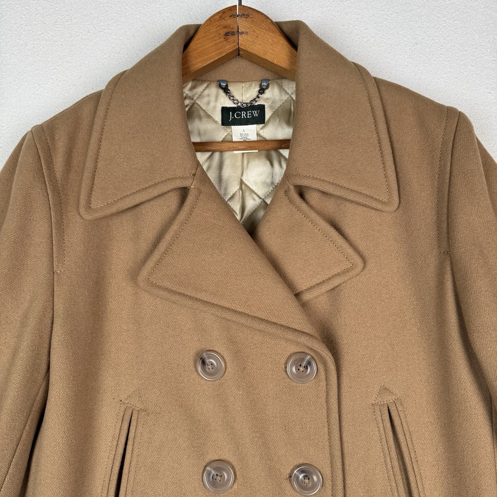 J.Crew Women's Camel Wool Thinsulate Lined Peacoat Large