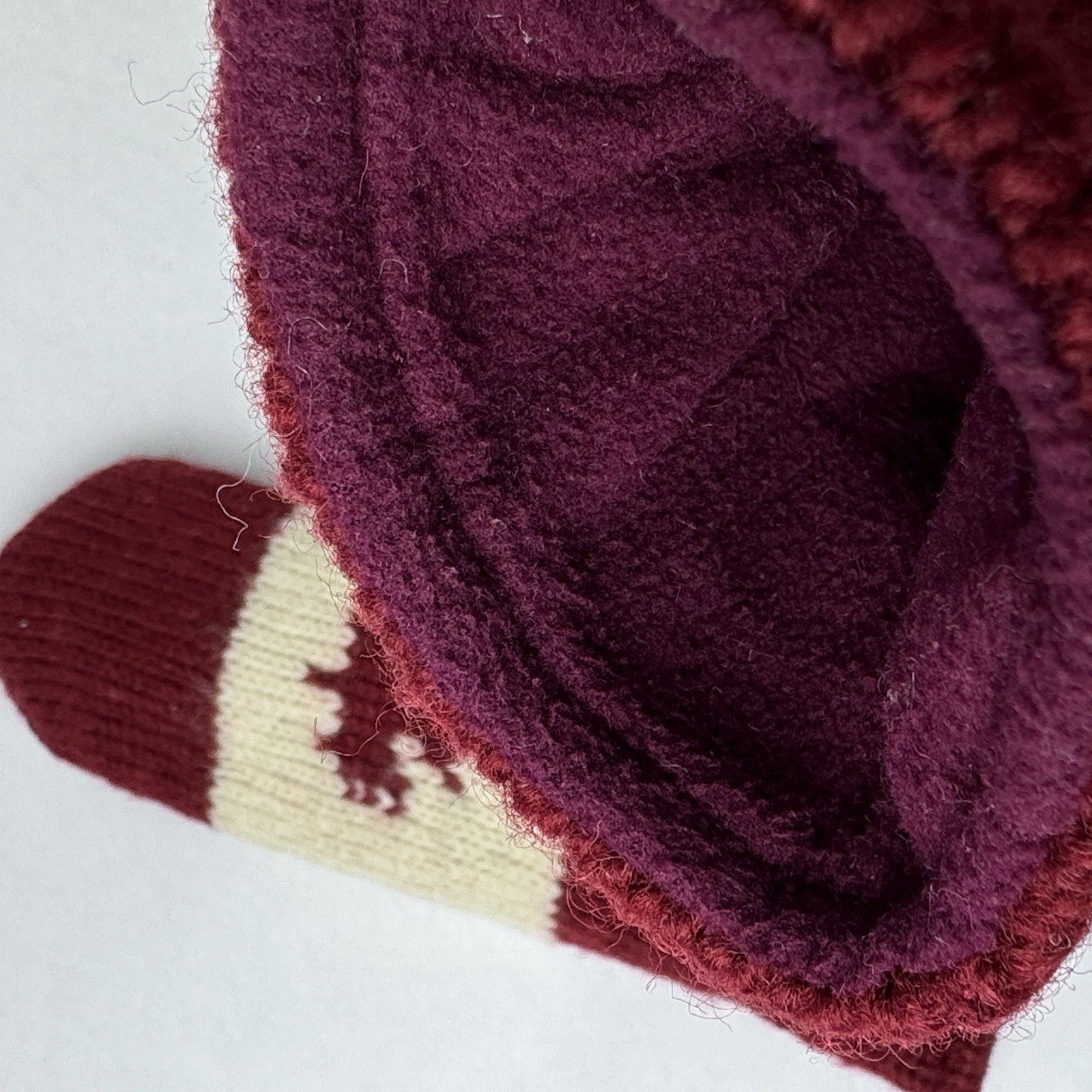 Wool Canadian Mittens Fleece Lined Red Cream Women’s 10”x4”