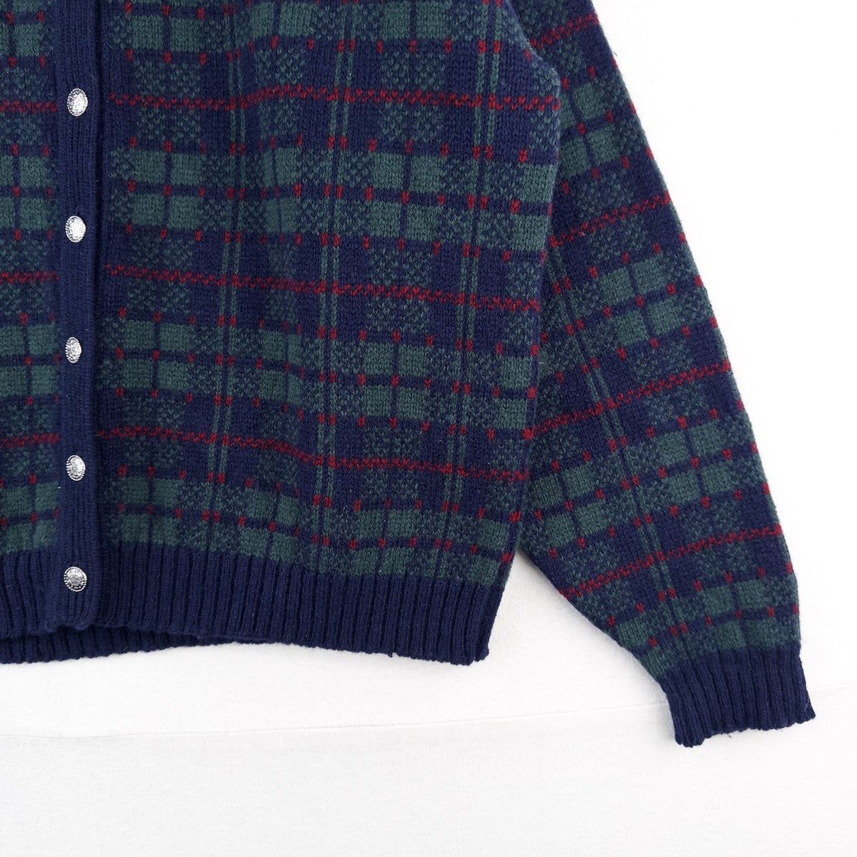 90’s Lands End Tartan Plaid Shetland Wool Cardigan Women’s Large Scotland