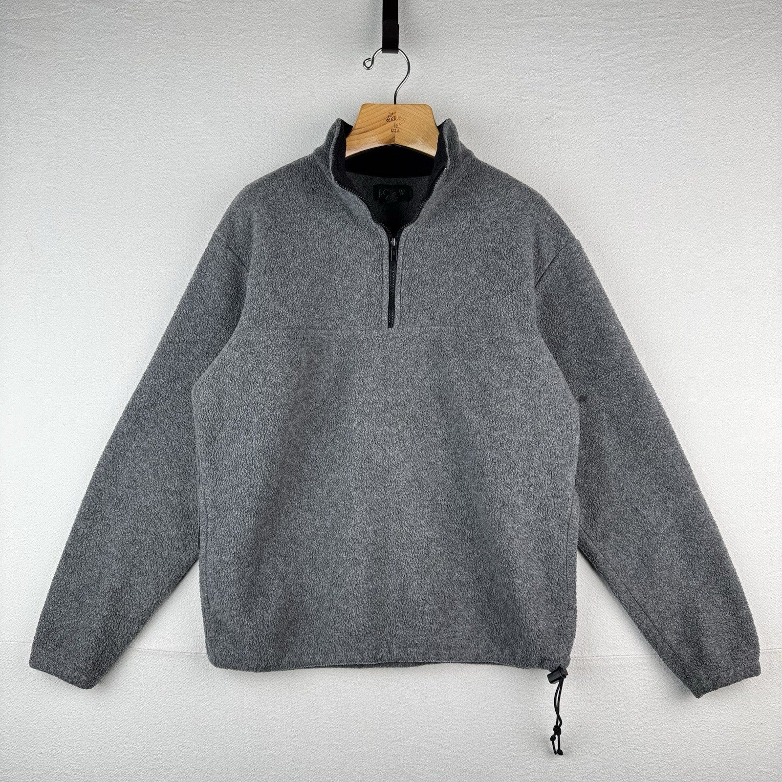 90s Vtg J.Crew Oarsman Men’s Medium 1/4 Zip Gray Fleece Pullover Made USA *Read