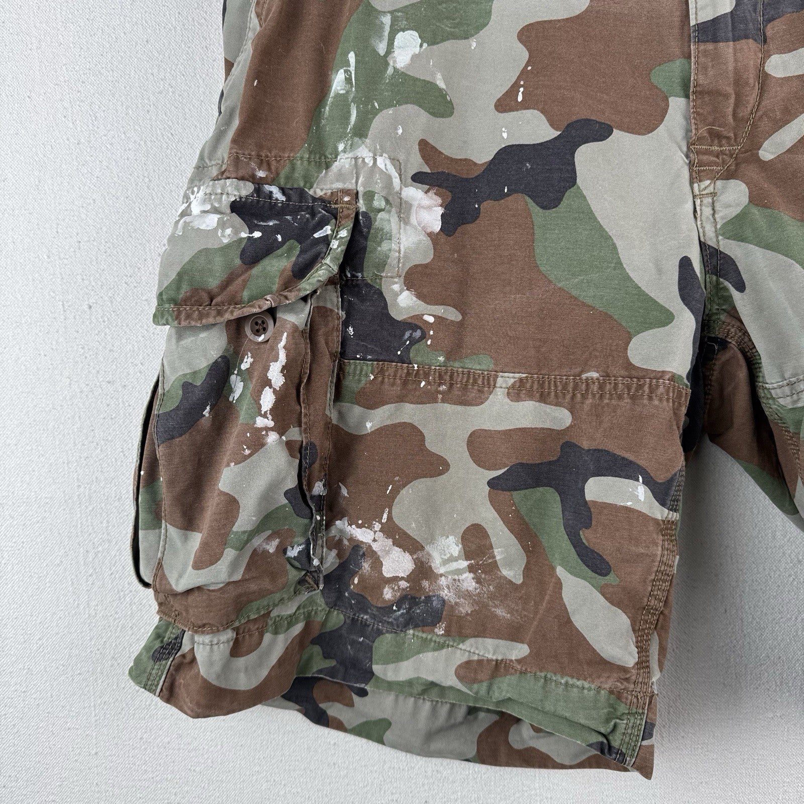 Polo Ralph Lauren Men's 38 Cargo Utility Camouflage Shorts Military *Distressed