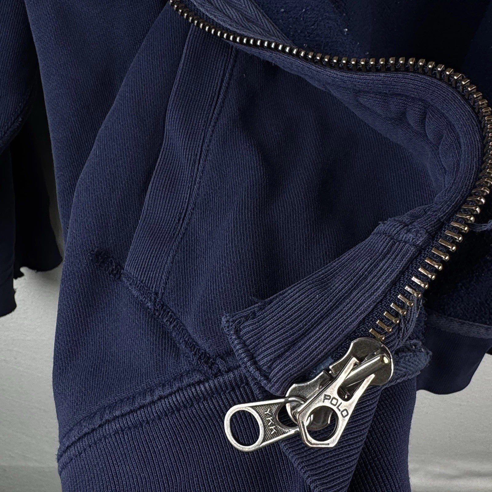 Vintage Ralph Lauren Hoodie Men’s 4XL Navy Blue Sweatshirt Full Double Zipper