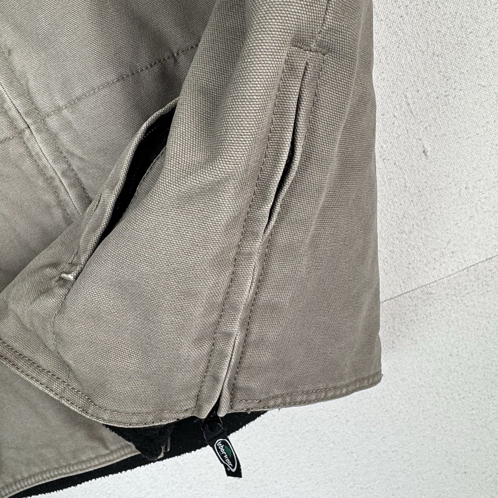 Vintage Arborwear Tan Duck Canvas Fleece Lined Vest Mens 2XL XXL Side Zip