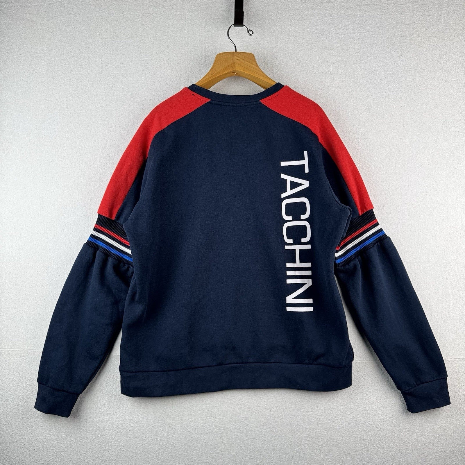 Sergio Tacchini Daniel Navy/White Men's Crew Sweatshirt Vertical Spell-out *Read
