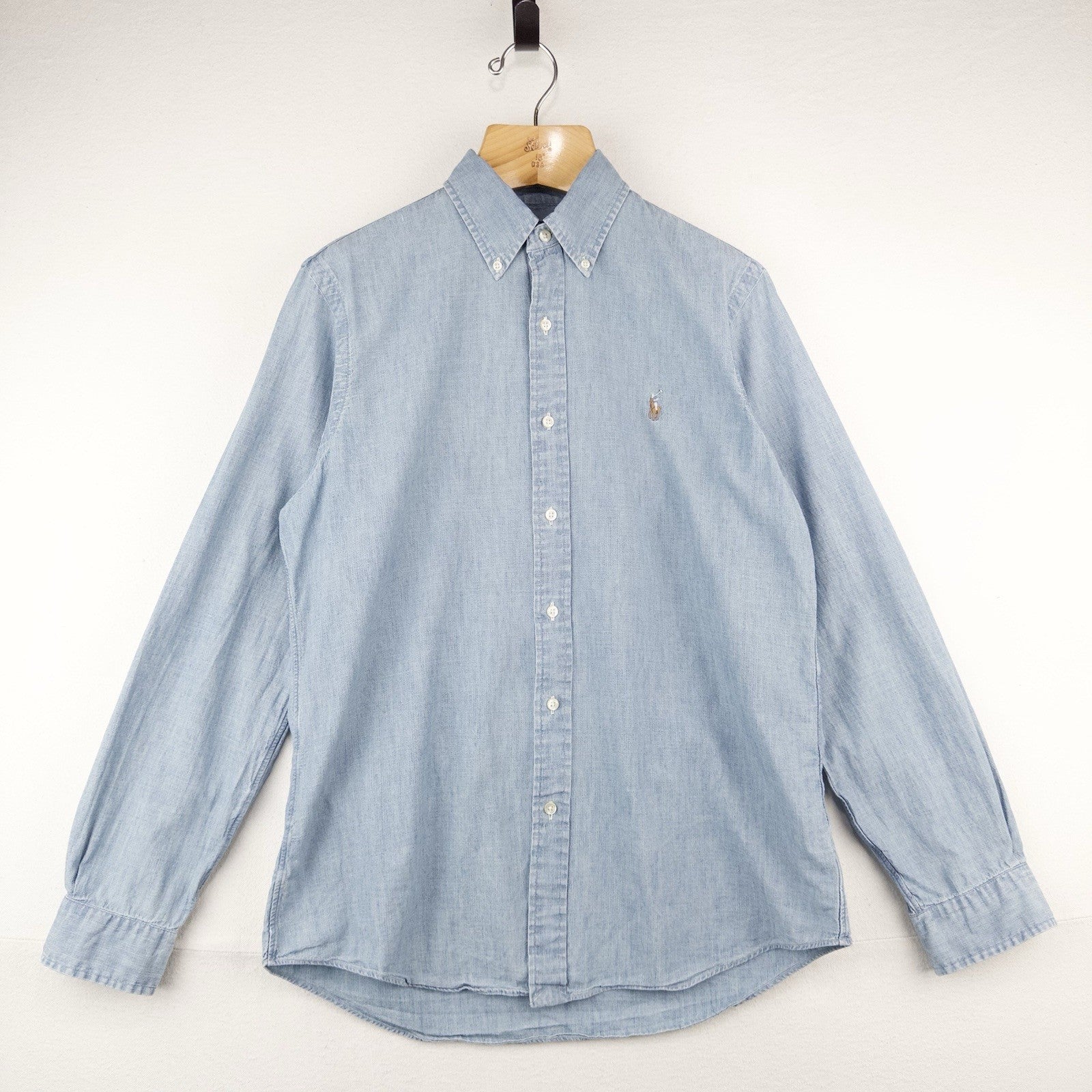 Ralph Lauren Men’s M Blue Chambray Long Sleeve Button Up Shirt Classic Fit